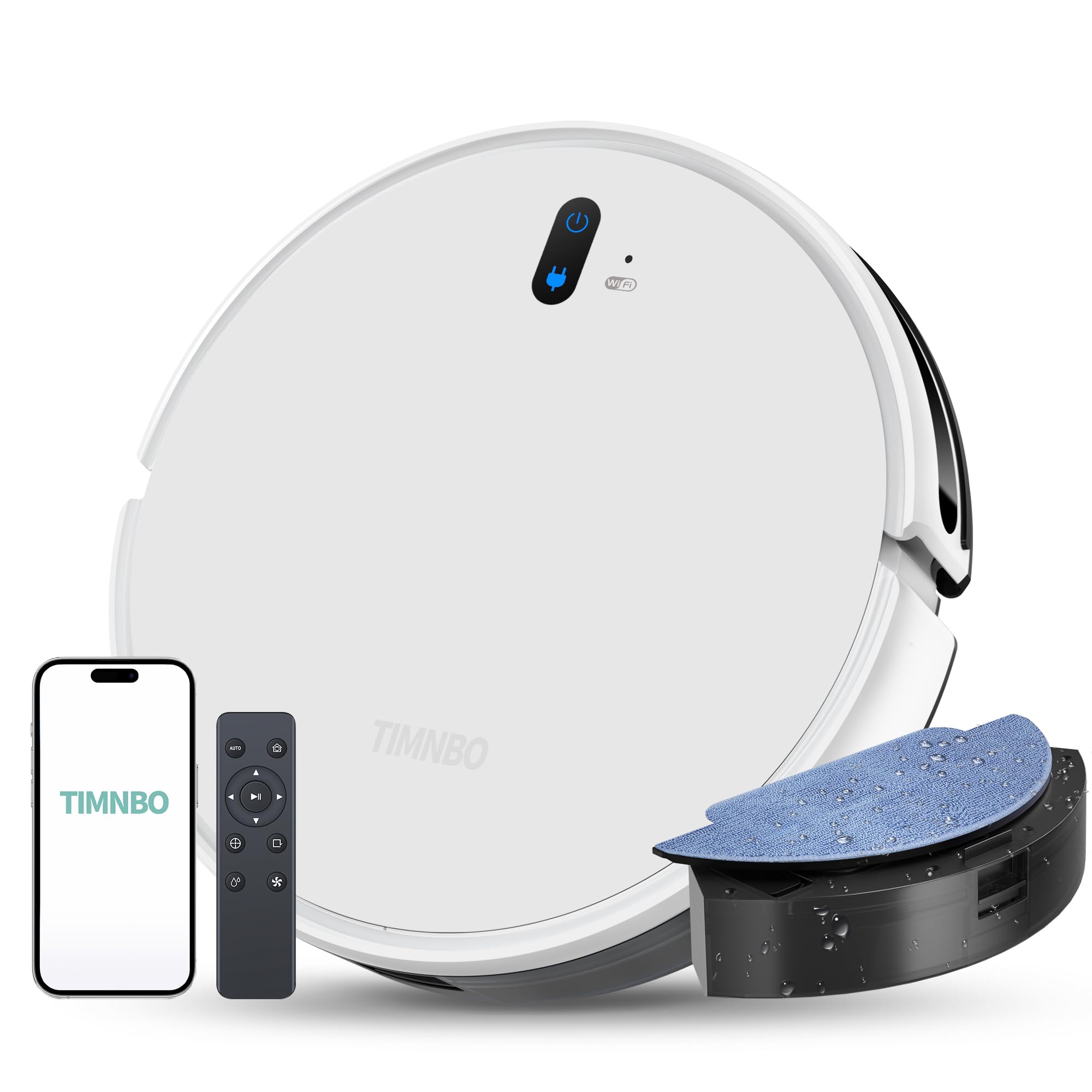 L200s Robot Vacuum Cleaner and Mop Combo - 2600mAh Powerful Suction, Auto Dust Collection, Smart Touchless Cleaning - Perfect for Hardwood Floors & Pet Hair Removal (White)