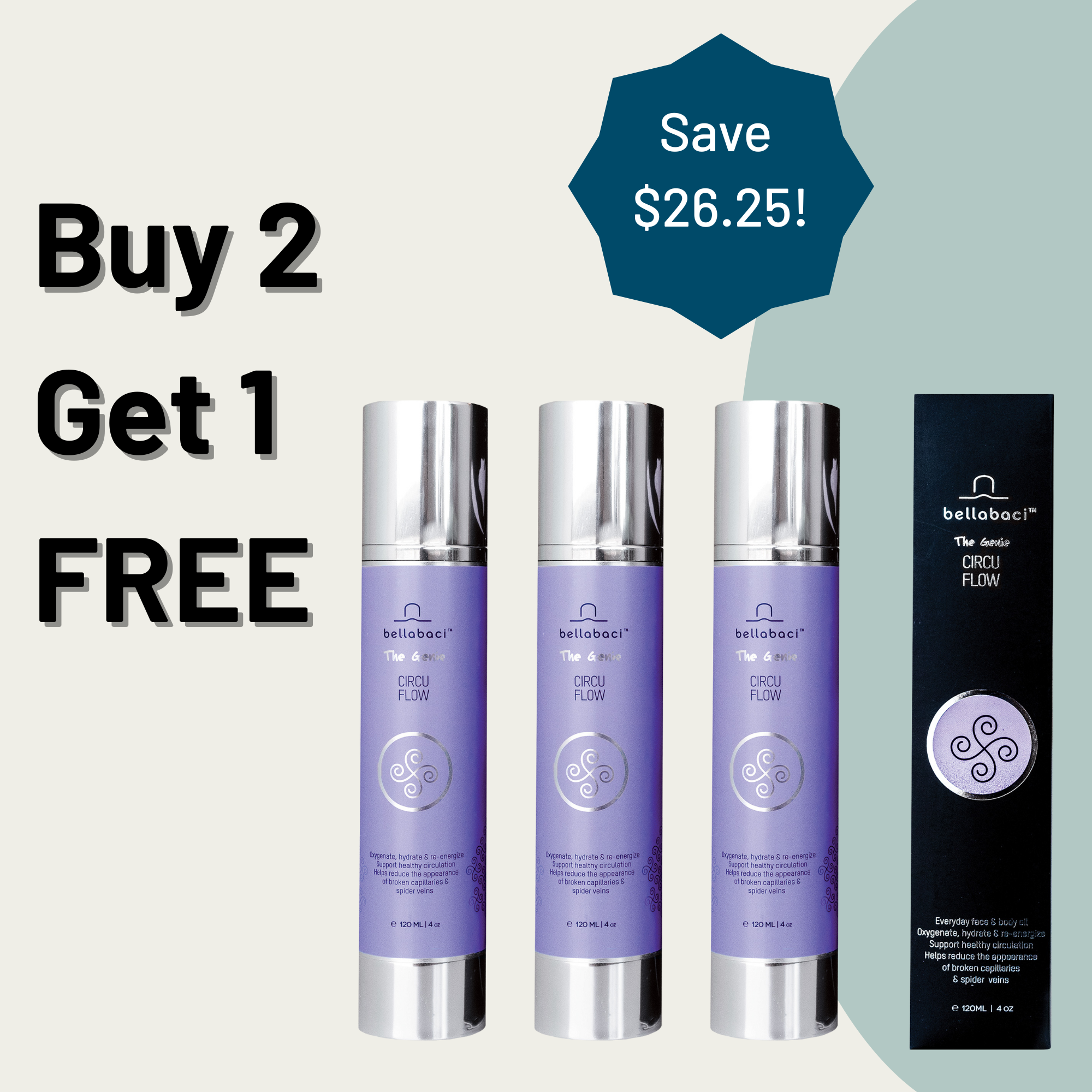Bellabaci Circuflow Genie Wellness Gel - Buy 2 Get 1 Free (4 fl oz) - Relieve Muscle Tension & Improve Circulation for Massage & Post-Workout Recovery