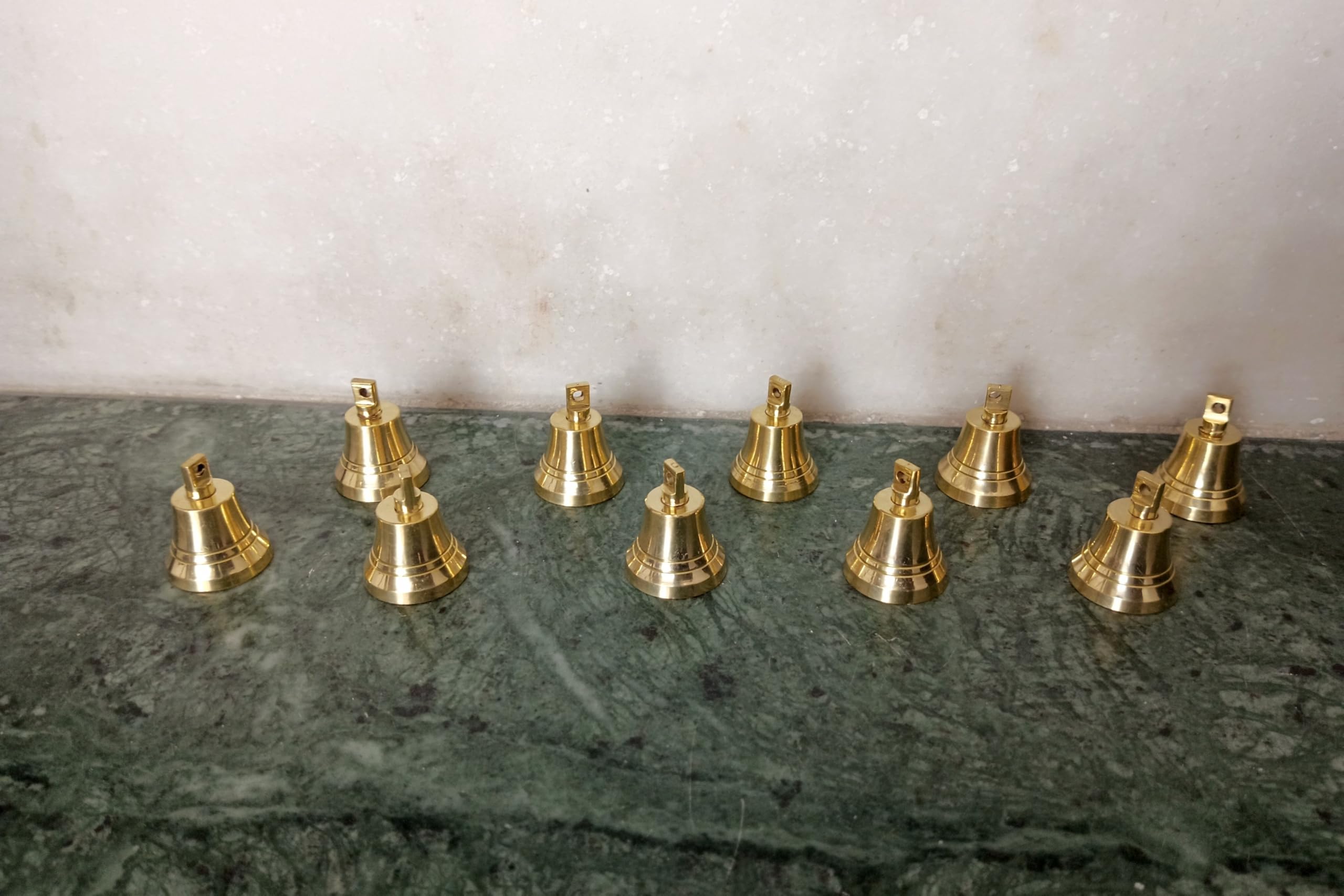 Small Indian Brass Jingle Bells - 50 Pack for Home Door Decor, DIY Crafts, Wind Chimes, Christmas Ornaments & Pet Collars - Handmade Traditional Bells for Festive Decor, Wedding Decorations & Gift Wrapping