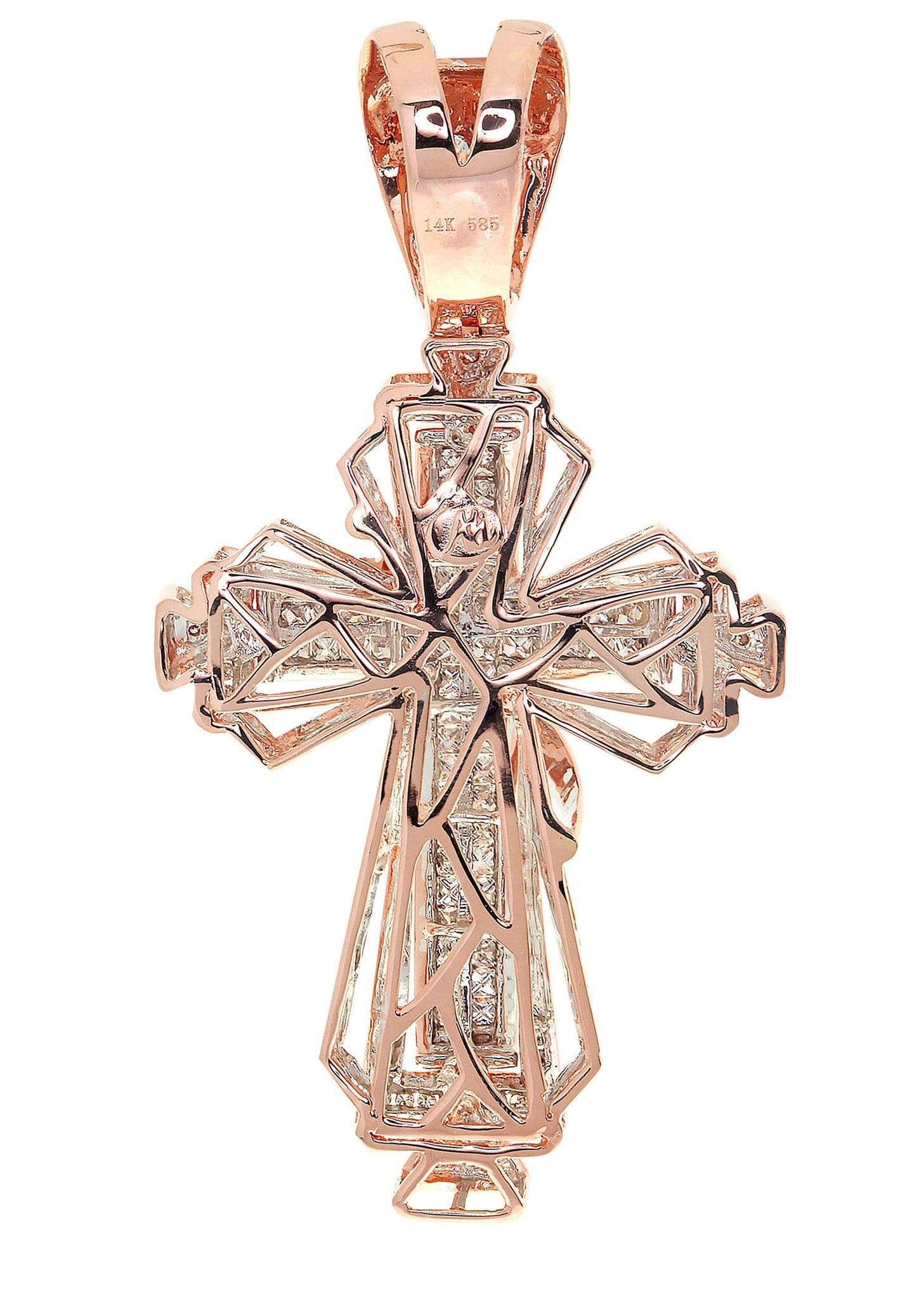 3.02 Carat Diamond Cross Pendant Necklace - 24.46 Grams Solid Gold/Silver Religious Jewelry for Women - Perfect for Baptism, First Communion, Confirmation & Everyday Wear