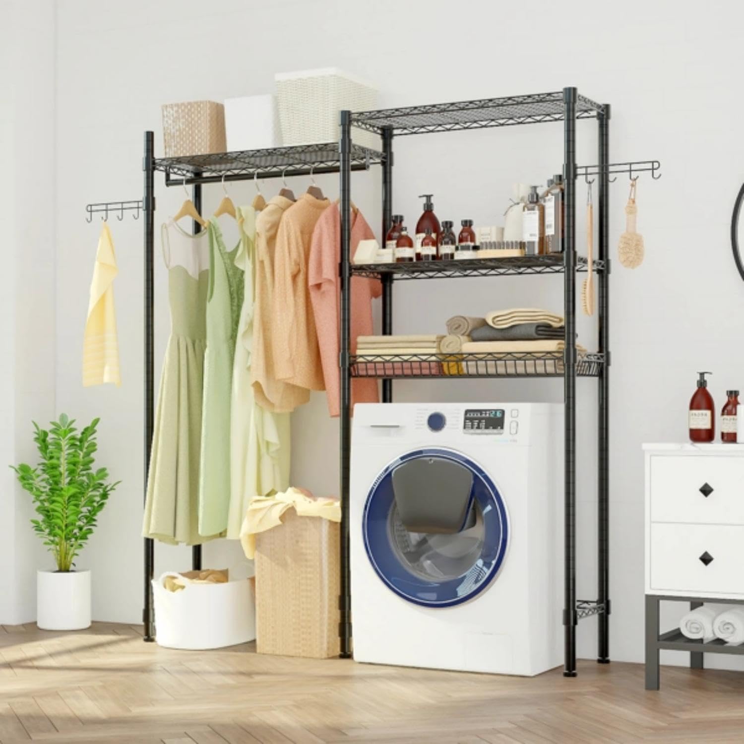 4-Tier Over Washer and Dryer Shelf - Freestanding Metal Laundry Room Storage Organizer (57.5