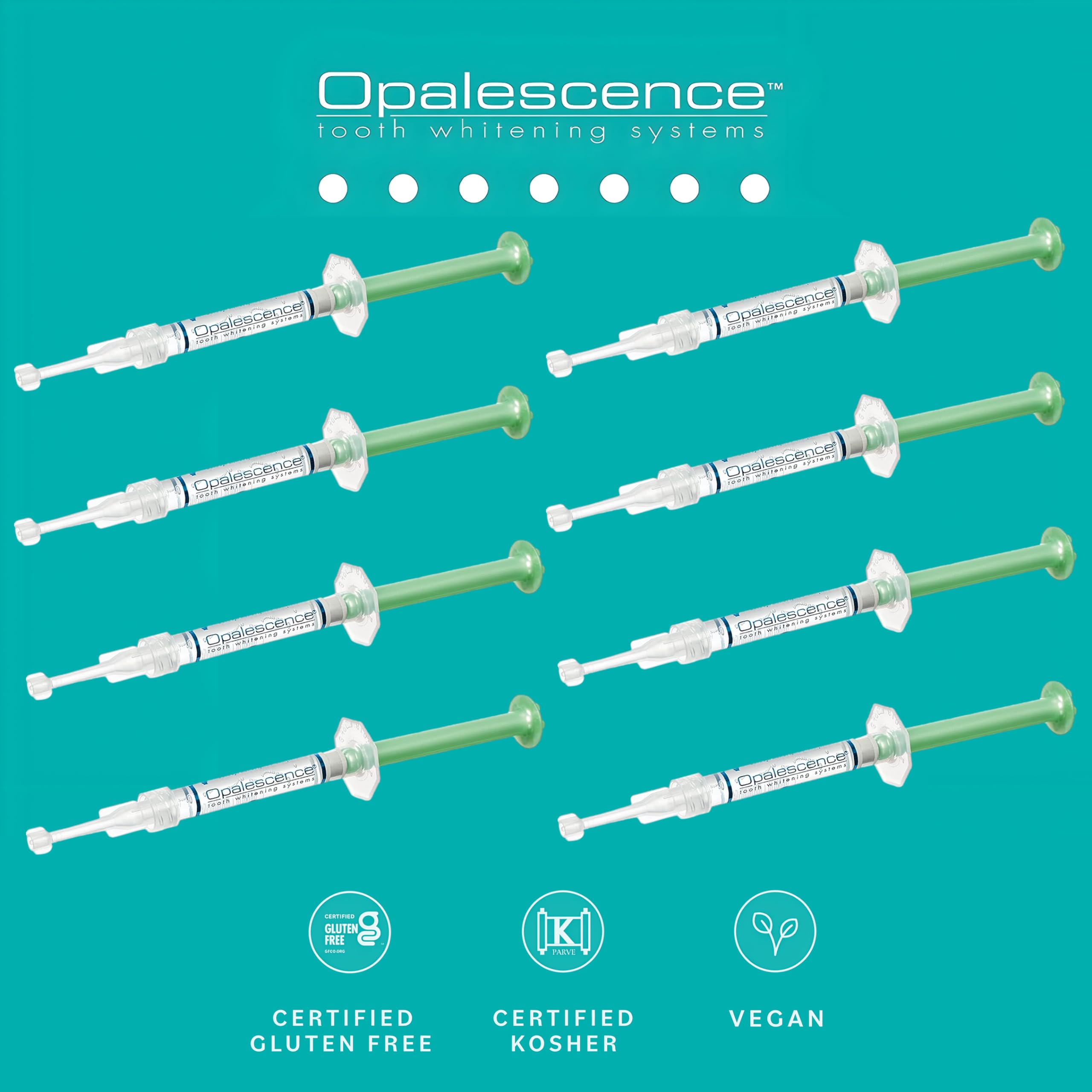 Opalescence 15% Teeth Whitening Gel Syringes Refill Kit - Low Sensitivity (4 Packs / 8 Syringes) - Carbamide Peroxide Whitening Gel - Cool Mint Flavor - Made in USA by Ultradent - Professional Dental Whitening for Home Use - Brighten Smile for Weddings, Photos & Special Events