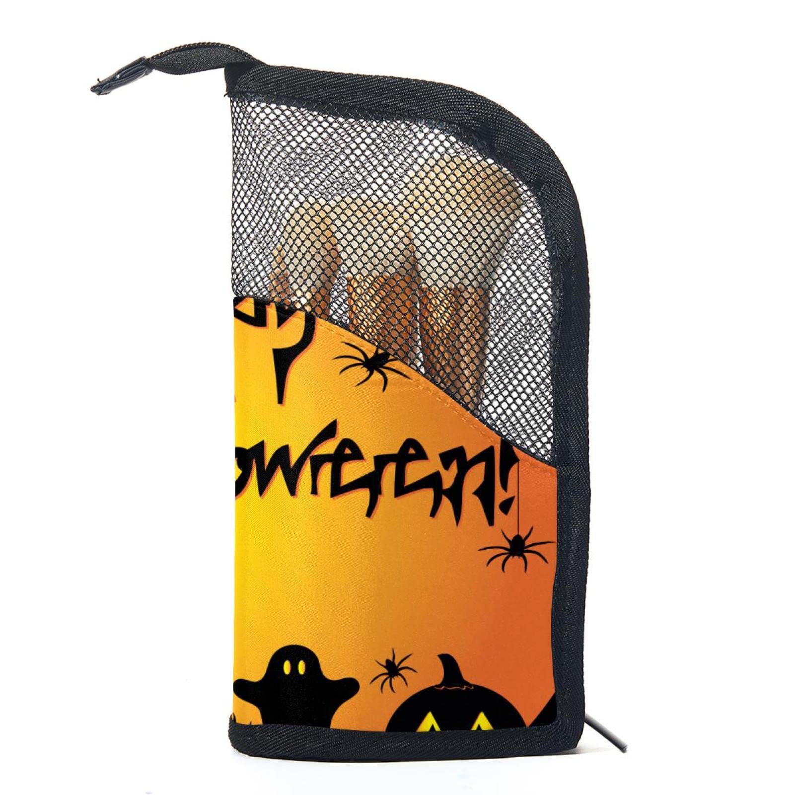 12-Piece Makeup Brush Organizer Bag with Portable Holder Case - Perfect for Halloween Pumpkin Makeup & Travel Storage