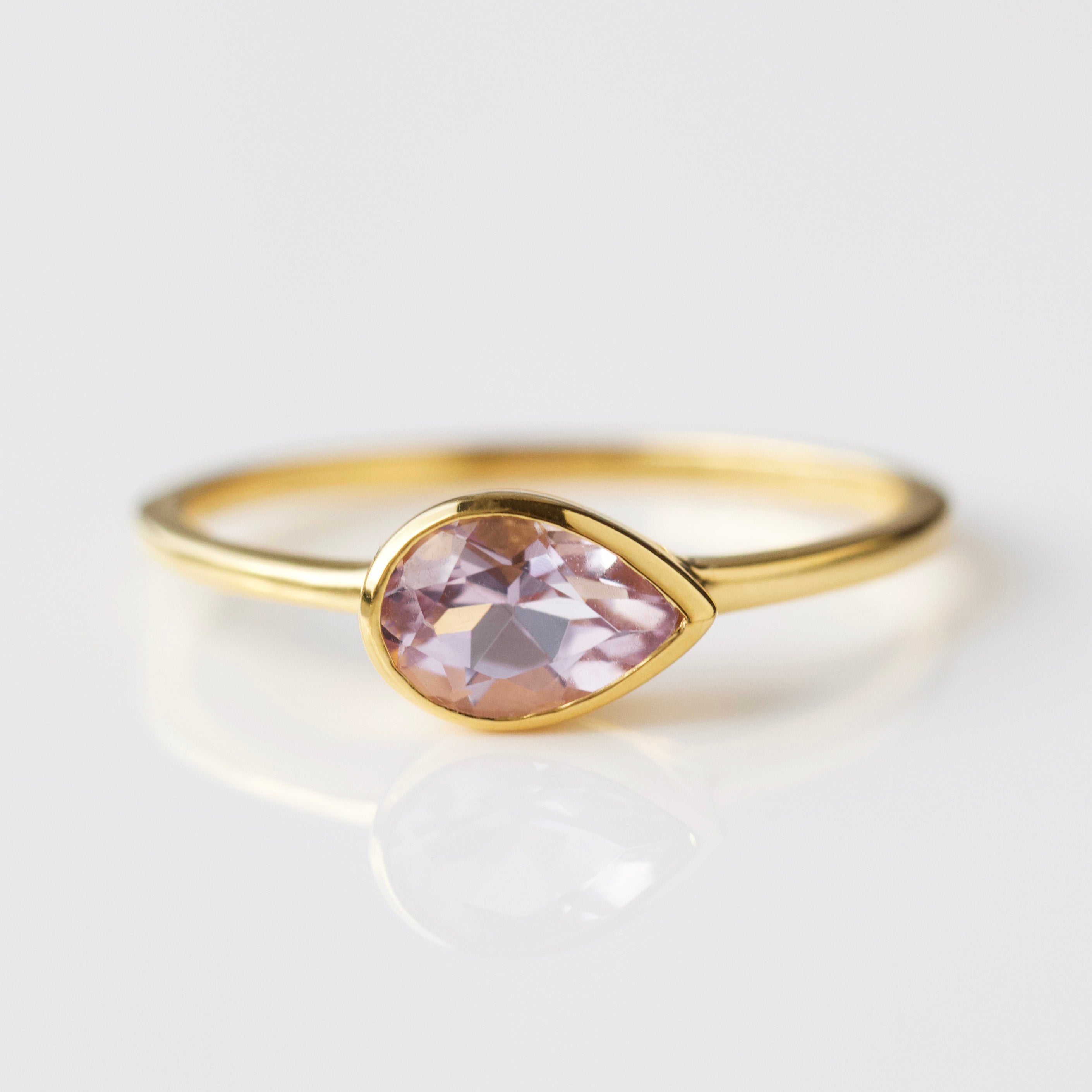 Margot Pink Amethyst Pear Ring - Elegant Sterling Silver Dainty Jewelry for Women - Perfect for Valentine's Day, Anniversary & Special Occasion Gifts