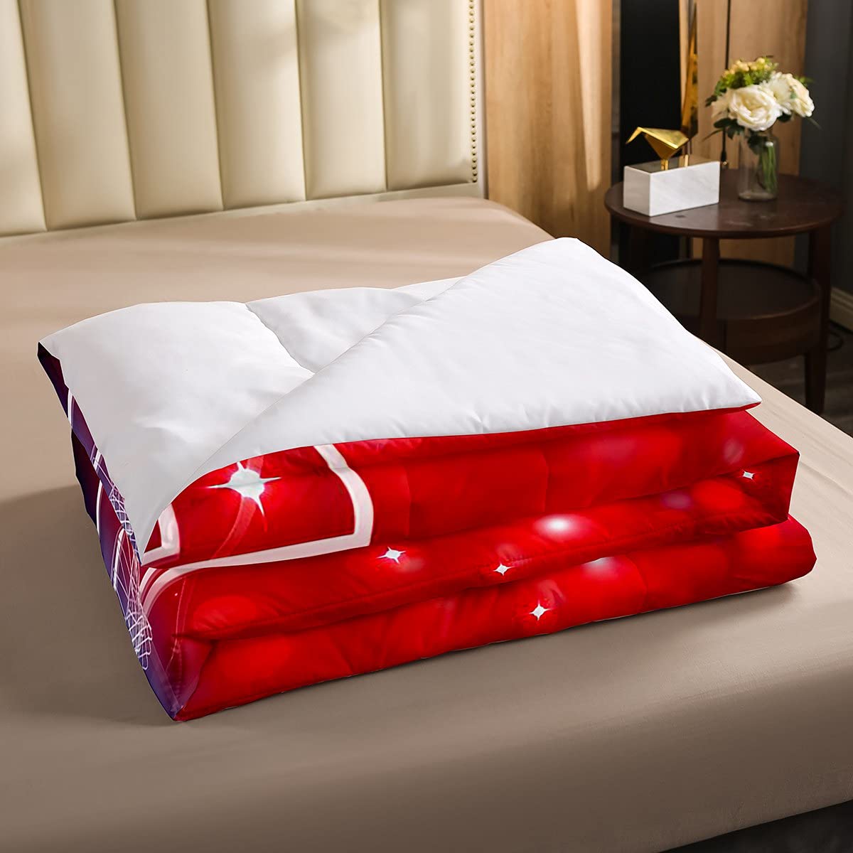 Erosebridal Basketball Comforter Set Twin - Sport Themed Bedding with Down Comforter, Red & Blue Basketball Court Design Duvet Cover & Pillowcase - Perfect for Kids' Rooms, Sports Themed Bedrooms & Game Room Decor