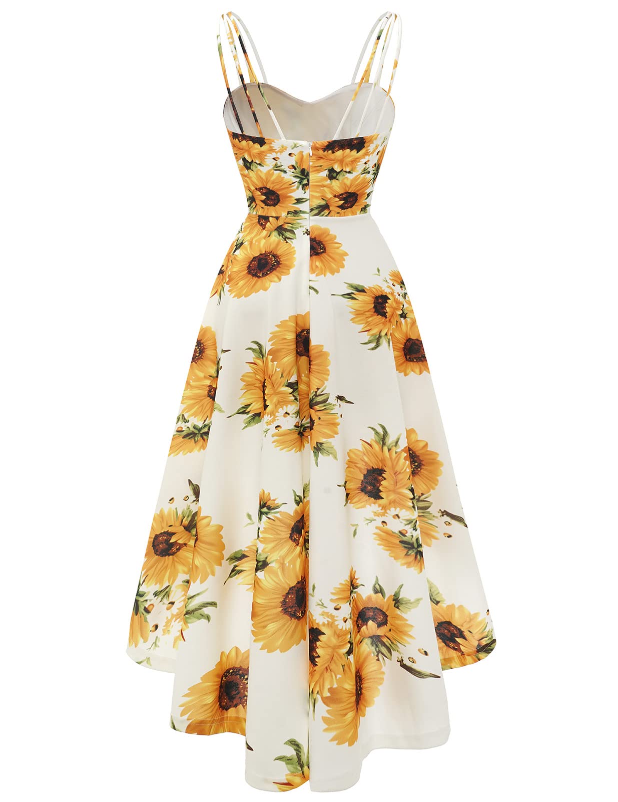 DRESSTELLS Women's Hi-Low Spaghetti Strap Summer Dress - Flowy Flare Cocktail & Wedding Guest Dress for Bridesmaids, Beach Parties & Evening Events