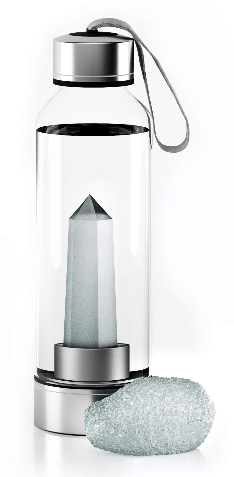 Clear Quartz Crystal Infused Water Bottle for Energy Healing & Hydration - Perfect for Yoga, Meditation & Wellness Routines