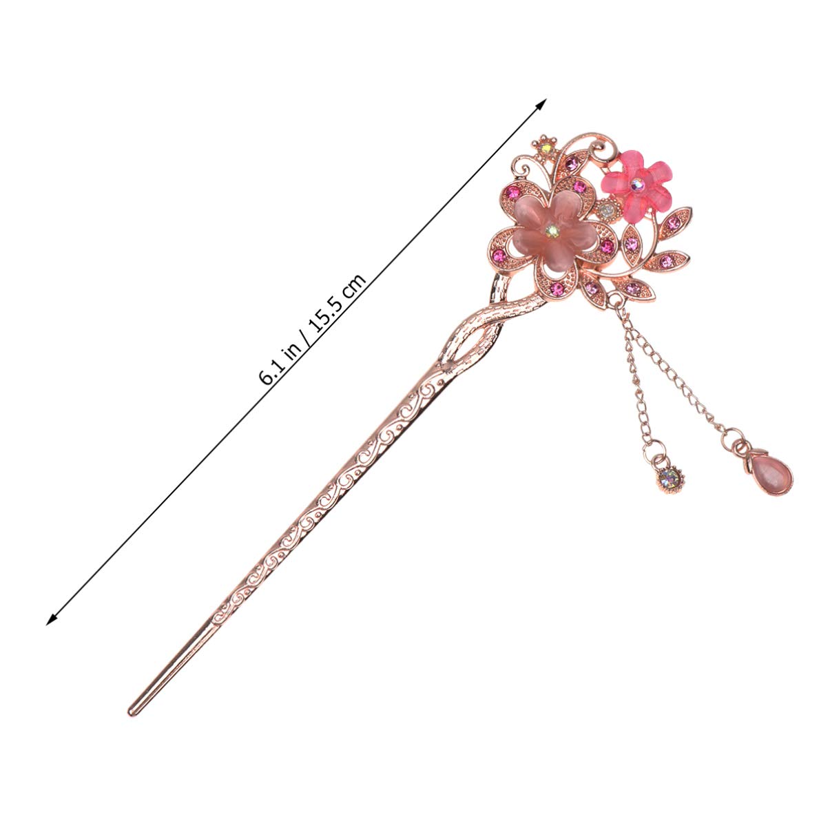Beaupretty Rhinestone Flower Hair Stick - Vintage Chinese Hairpin with Tassels - 3PCS Hair Styling Accessories for Weddings, Parties & Traditional Hairstyles