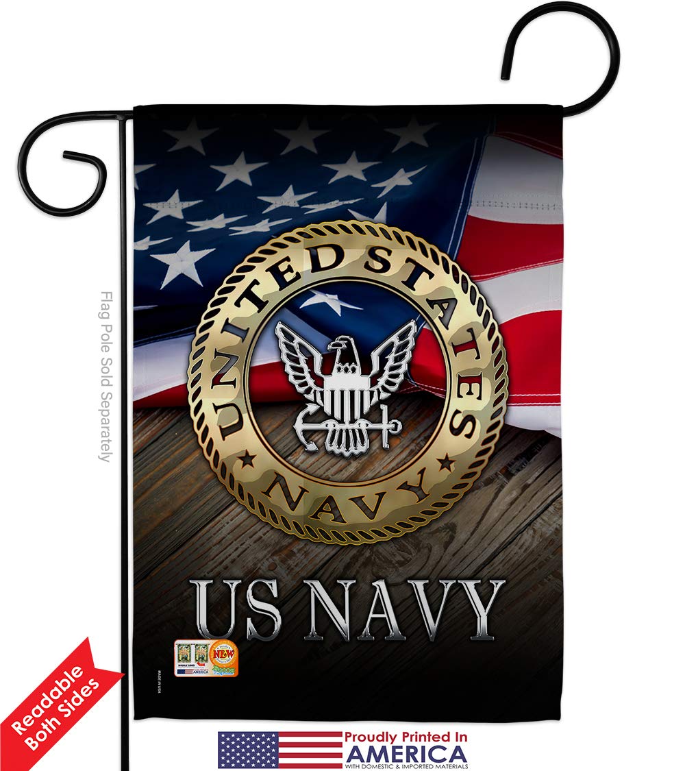 US Navy Garden House Flags Kit - Armed Forces USN Seabee American Military Veteran Retiree Official Double-Sided Yard Banner (28x40 Inches) - Patriotic Outdoor Decor Made in USA - Perfect for Memorial Day, Veterans Day & Military Home Displays