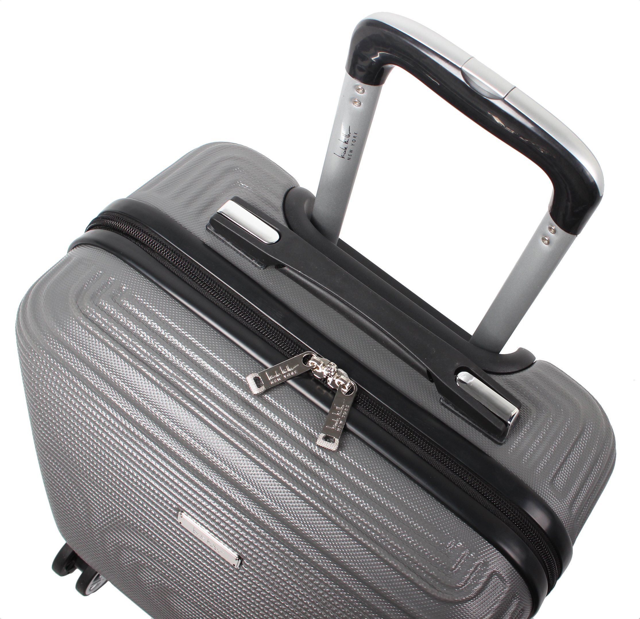Nicole Miller New York 20 Inch Carry On Hardside Suitcase - Lightweight ABS+PC Spinner Luggage with 8 Multi-Directional Wheels, Bernice Charcoal - Perfect for Business Travel, Weekend Getaways & Airplane Cabin Use