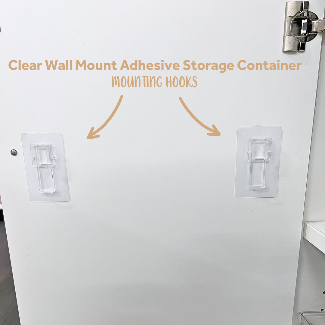 Clear Wall Mount Adhesive Storage Container - Tall Large Organizer for Bathroom, Kitchen, Office - Space Saving Hanging Bins for Toiletries, Cosmetics, Office Supplies