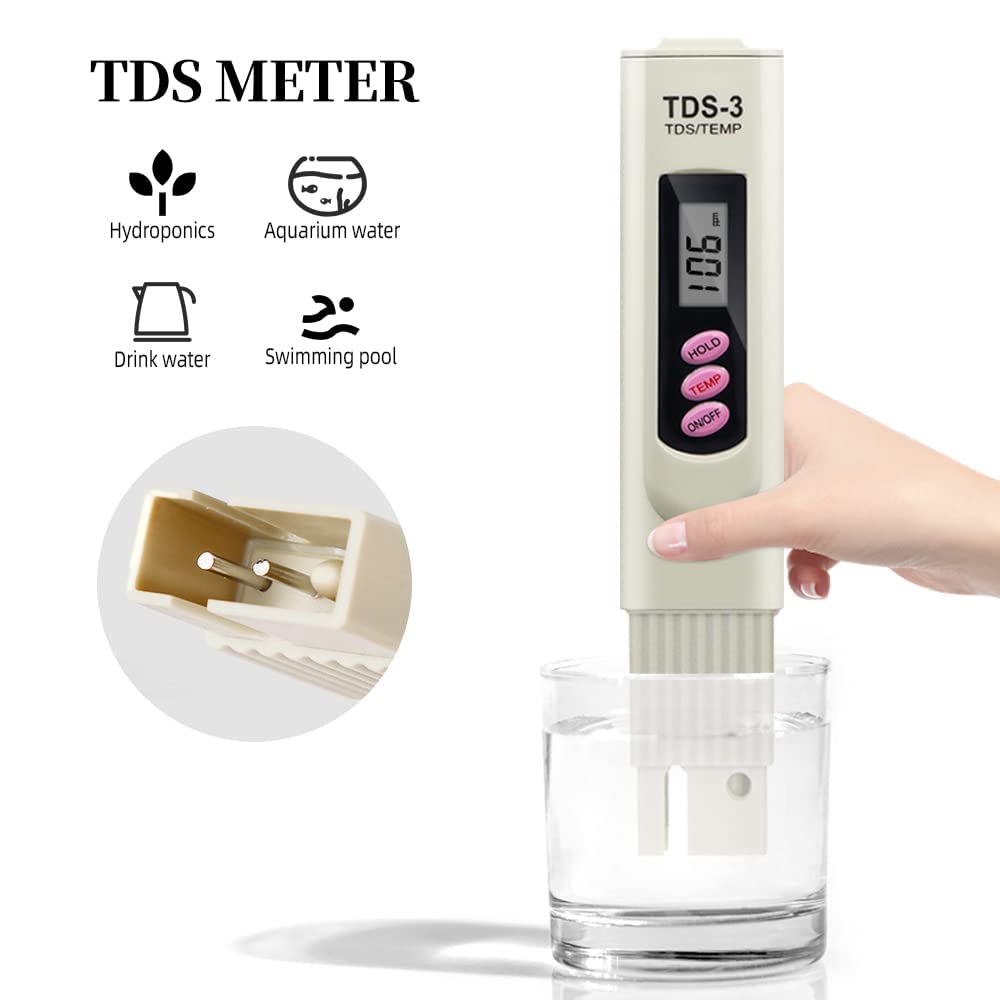 **AquaDart Digital TDS Meter with LCD Screen - Accurate Water Quality Tester for Drinking, Aquariums, and Hydroponics (0-9990 ppm Range)**    *(Use Cases: Perfect for testing tap water, filtered water, aquarium health, hydroponic nutrient levels, and ensuring safe drinking water.)*