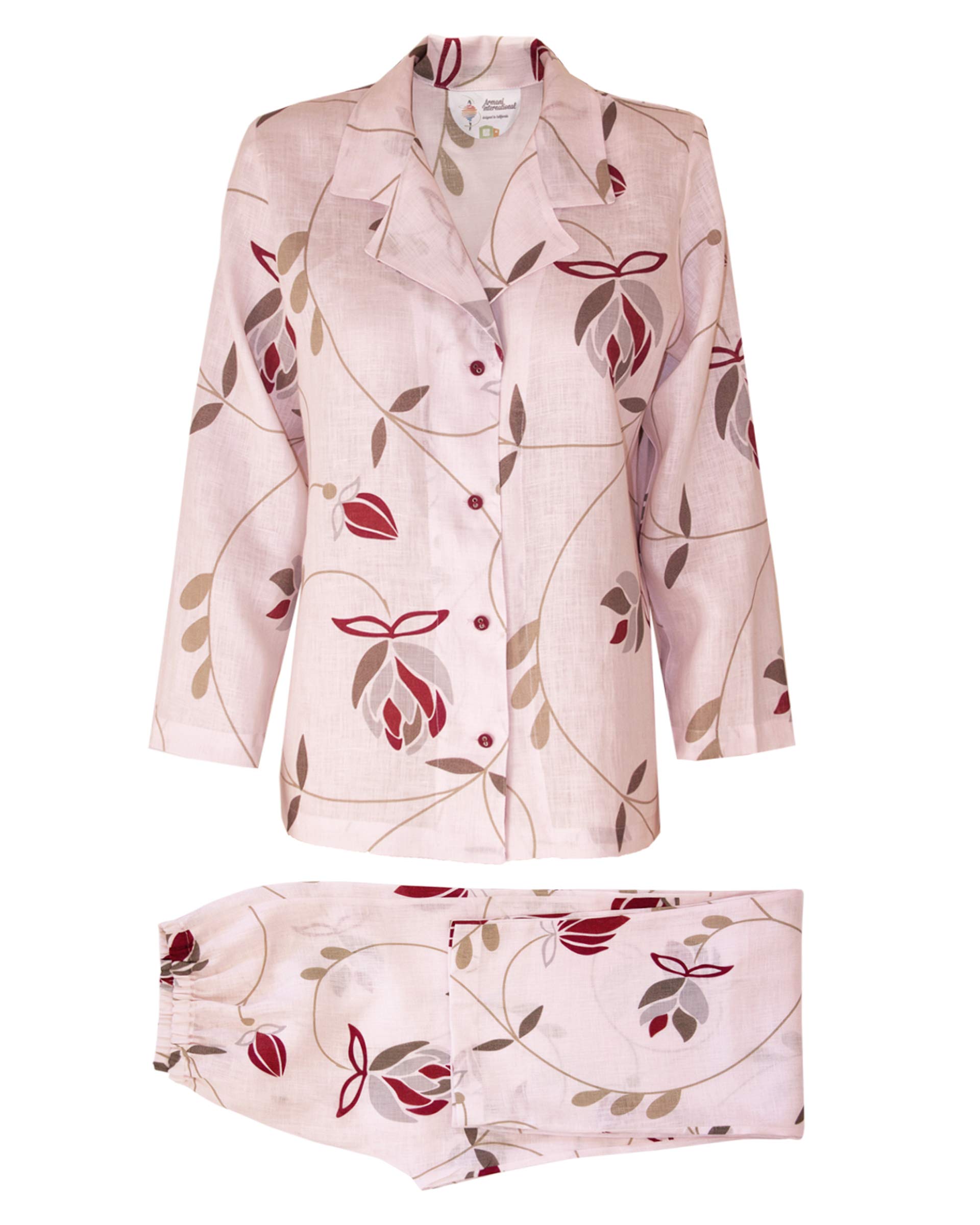 Gisele Kimono Robe with Matching Pajama Set & Slippers - Medium Size in Rose Pink | Women's Loungewear for Spa, Home Relaxation & Bridal Party