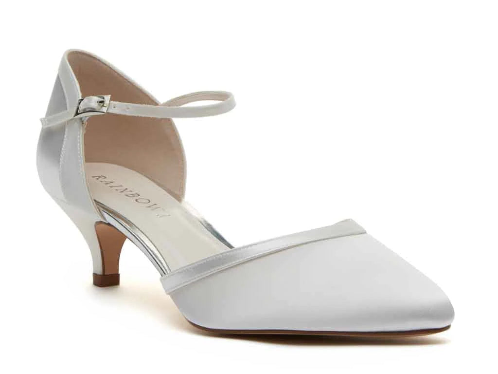 Rainbow Club Brianna Ivory Satin Low Heel Bridal Shoes – Perfect for Wedding, Bridal Shower & Special Occasions