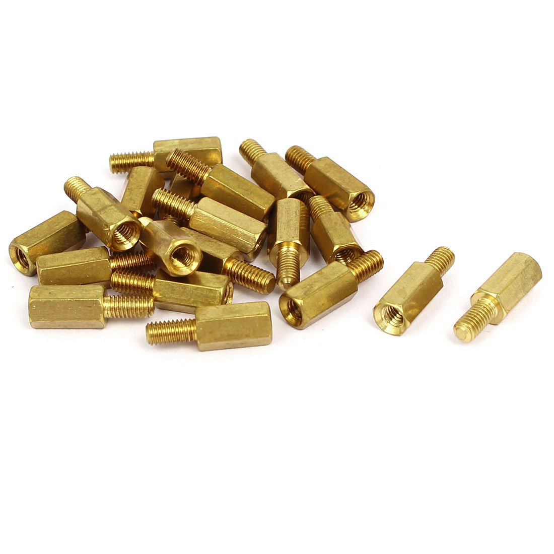 M3 x 10mm + 6mm Male to Female Thread Brass Hex Standoff Spacers - 20PCS - Durable Hexagonal Pillars for Electronics, 3D Printing & DIY Projects - Perfect for PCB Mounting, Enclosures & Mechanical Assemblies