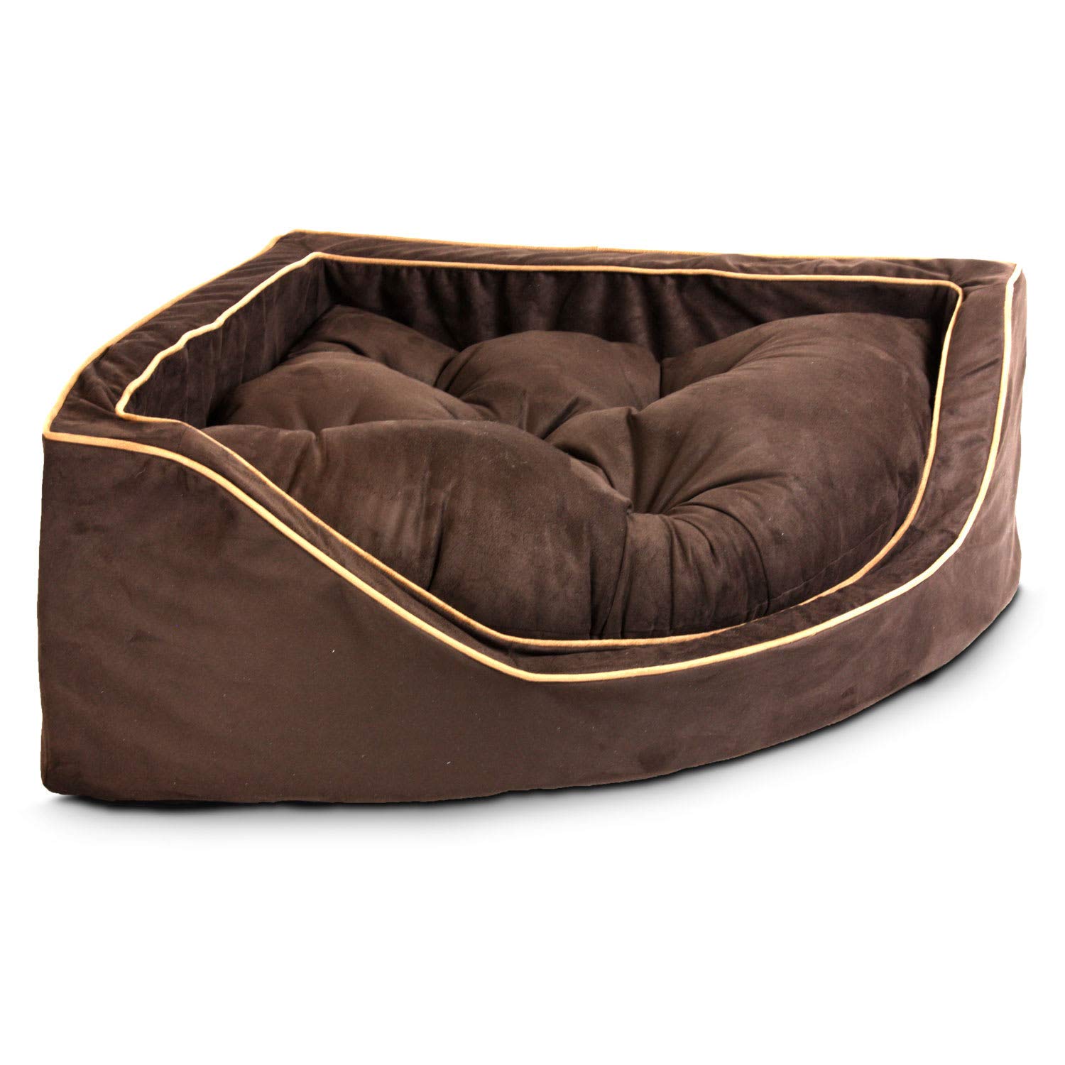 Premium Snoozer Luxury Corner Pet Bed for Dogs & Cats - Medium Size, Hot Fudge/Cafe Brown - Perfect for Living Room, Bedroom & Pet-Friendly Spaces