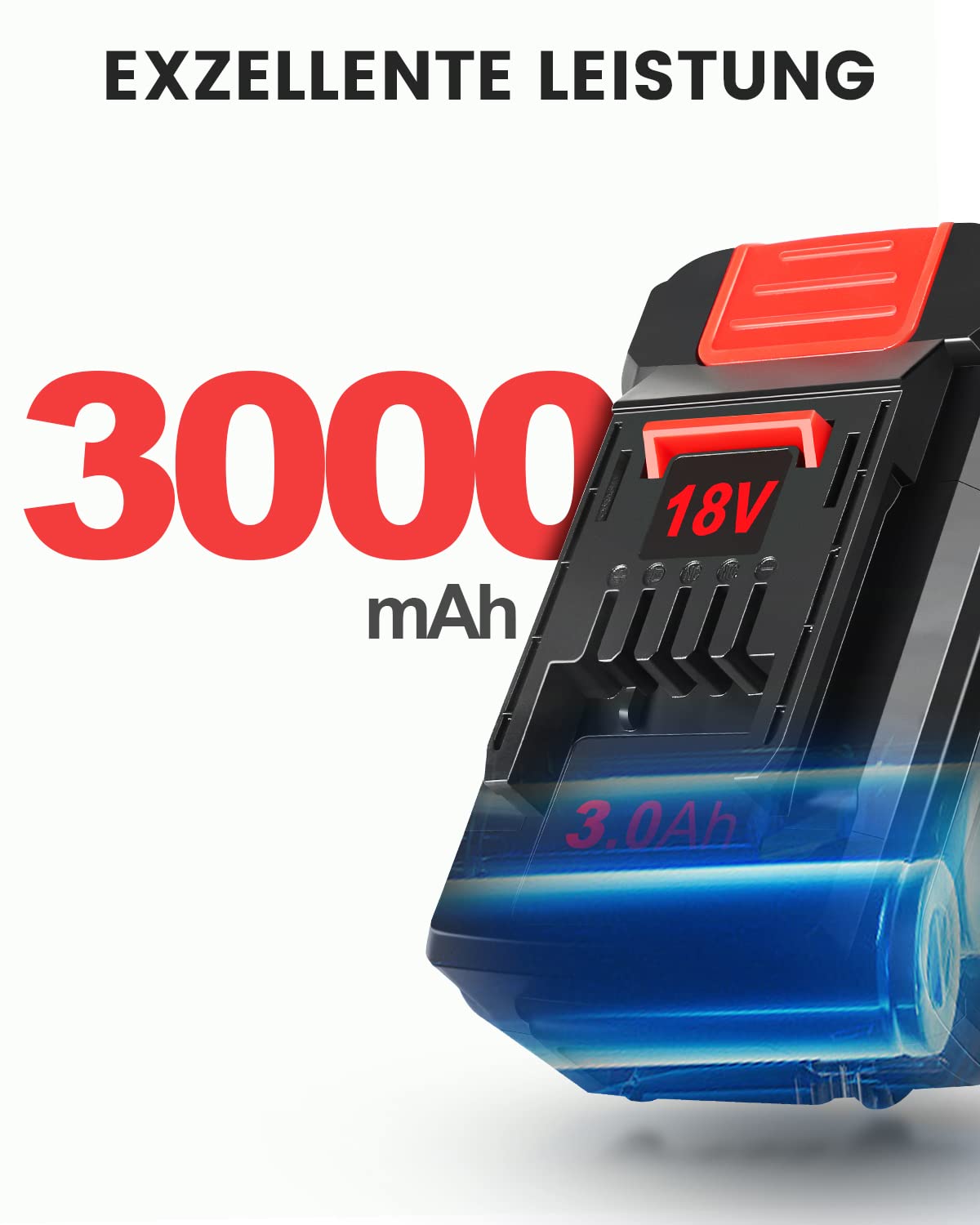 Bsioff 2-Pack 18V 3.0Ah Replacement Battery for Einhell PXC Power Tools - Compatible with All PXC Devices, Level 3 LED Display - Perfect for Cordless Drills, Saws & Garden Tools