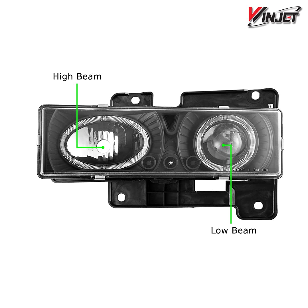 Winjet LED DRL Halo Headlights for 1994-2000 Chevy C/K Series - Off-Road & Night Driving