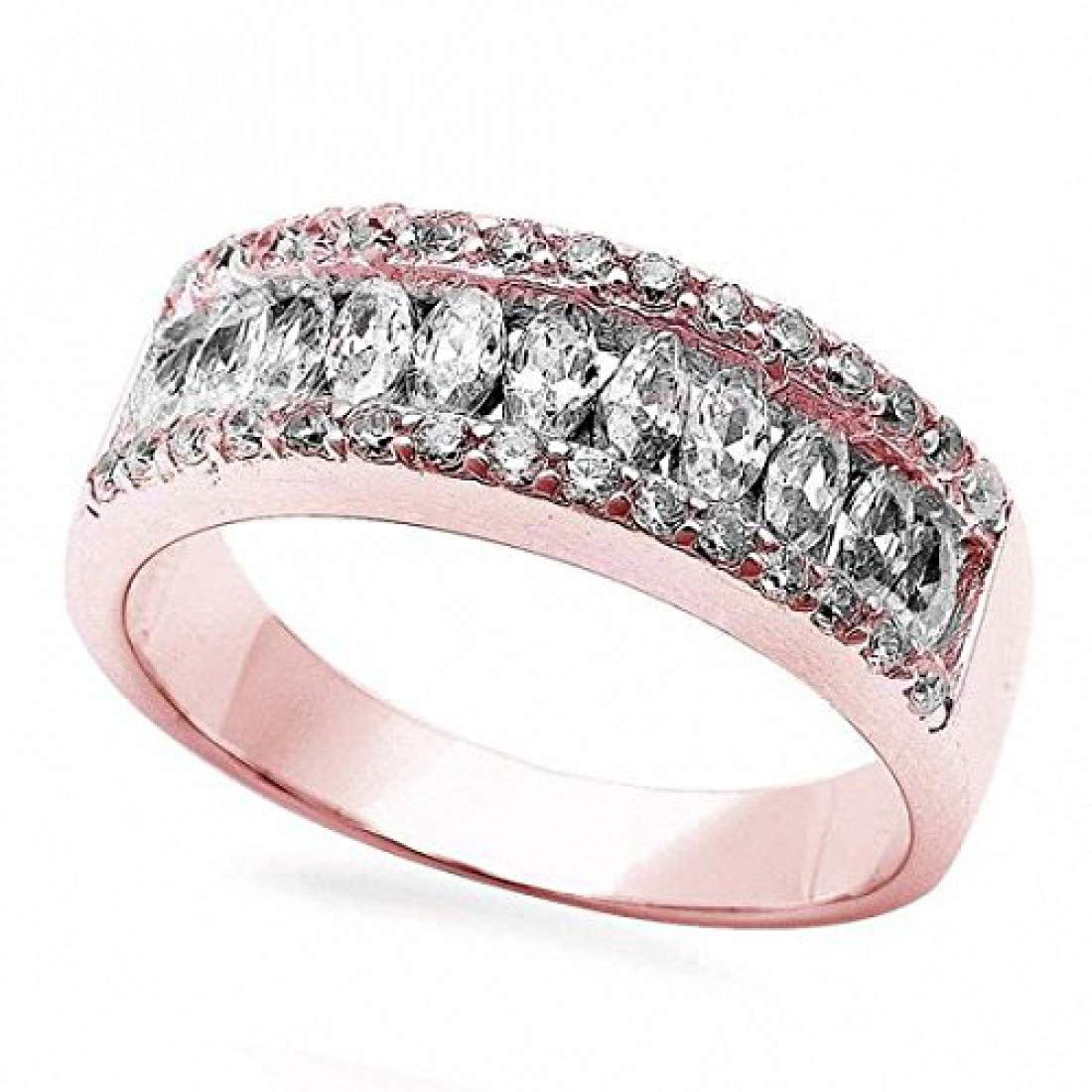 Blue Apple Co. Marquise & Round Cubic Zirconia Half Eternity Band Ring - 925 Sterling Silver, Multiple Colors - Perfect for Engagement, Anniversary & Everyday Elegance