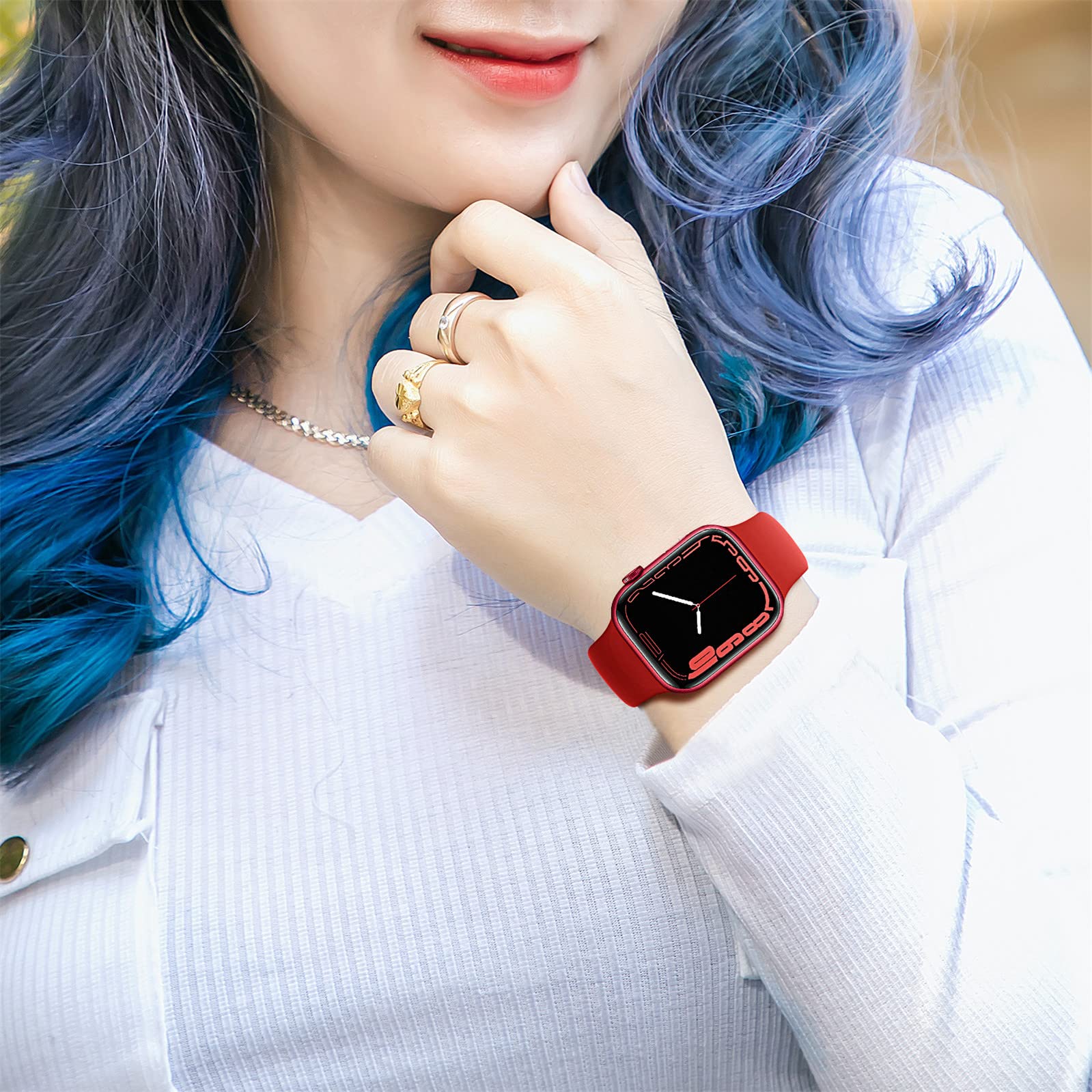 Premium Soft Silicone Sport Band for Apple Watch Series 9/8/Ultra 2/7/6/SE/5/4/3 - Compatible with 38mm/40mm/41mm/42mm/44mm/45mm - Durable Strap for Men & Women - Perfect for Gym, Running, Swimming & Everyday Wear