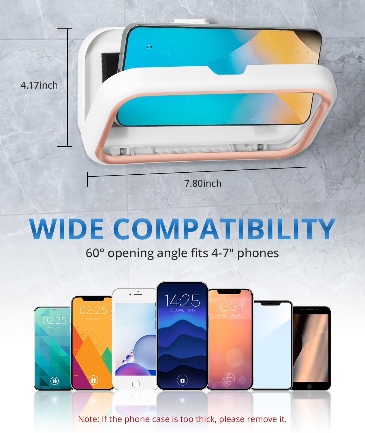 Waterproof Shower Phone Holder with 480° Rotation - Universal Bathroom Phone Mount for Wall, Mirror, and Bathtub - Durable Shower Phone Case for 4-7