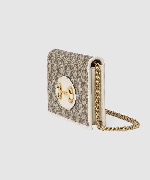 Gucci 1955 Horsebit Wallet With Chain GG Supreme White Crossbody Bag - Luxury Designer Wallet for Women, Perfect for Parties, Travel & Everyday Use