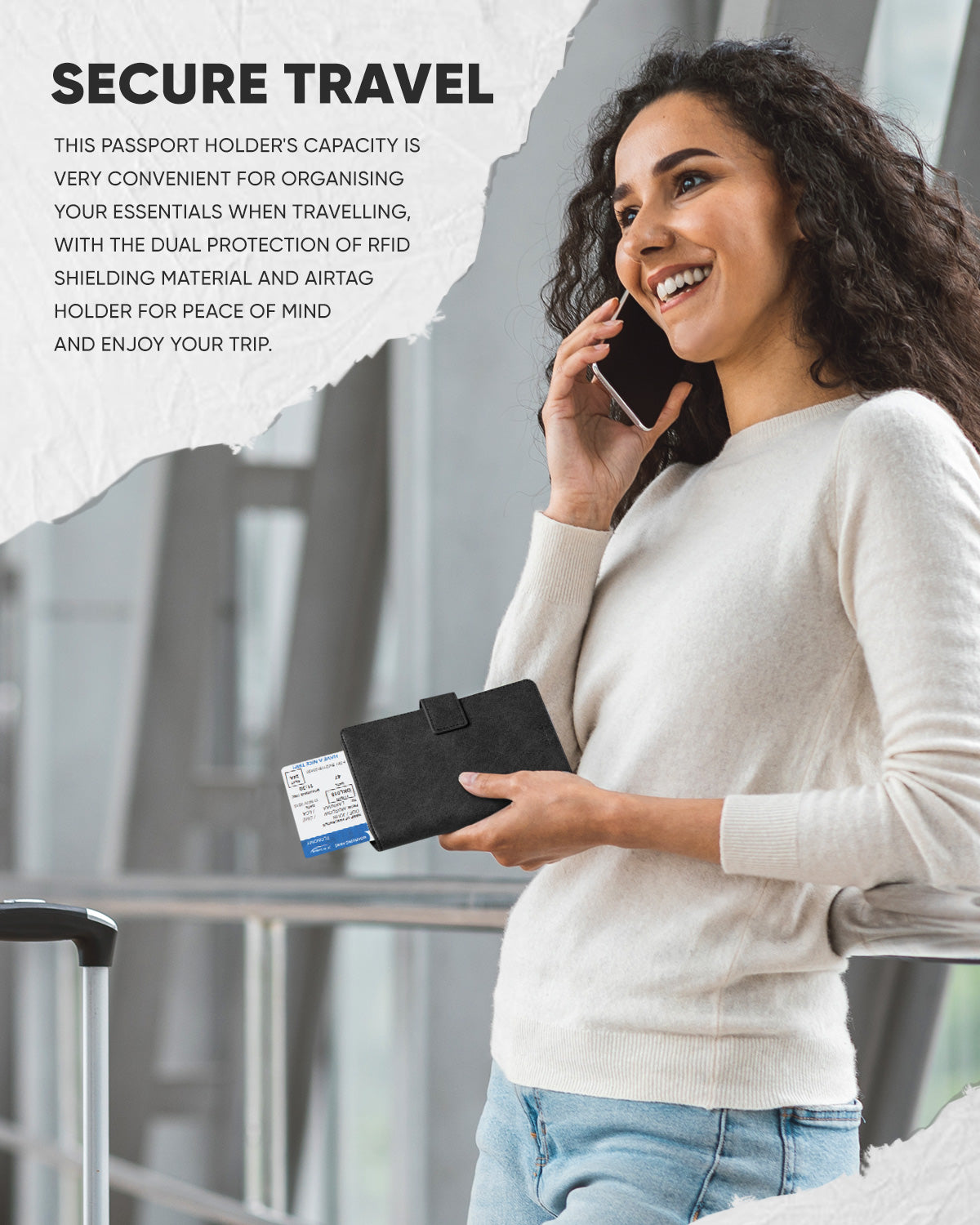 VPW101 RFID Blocking Passport Wallet with AirTag Holder - Secure Travel Organizer for International Trips & Business Travel