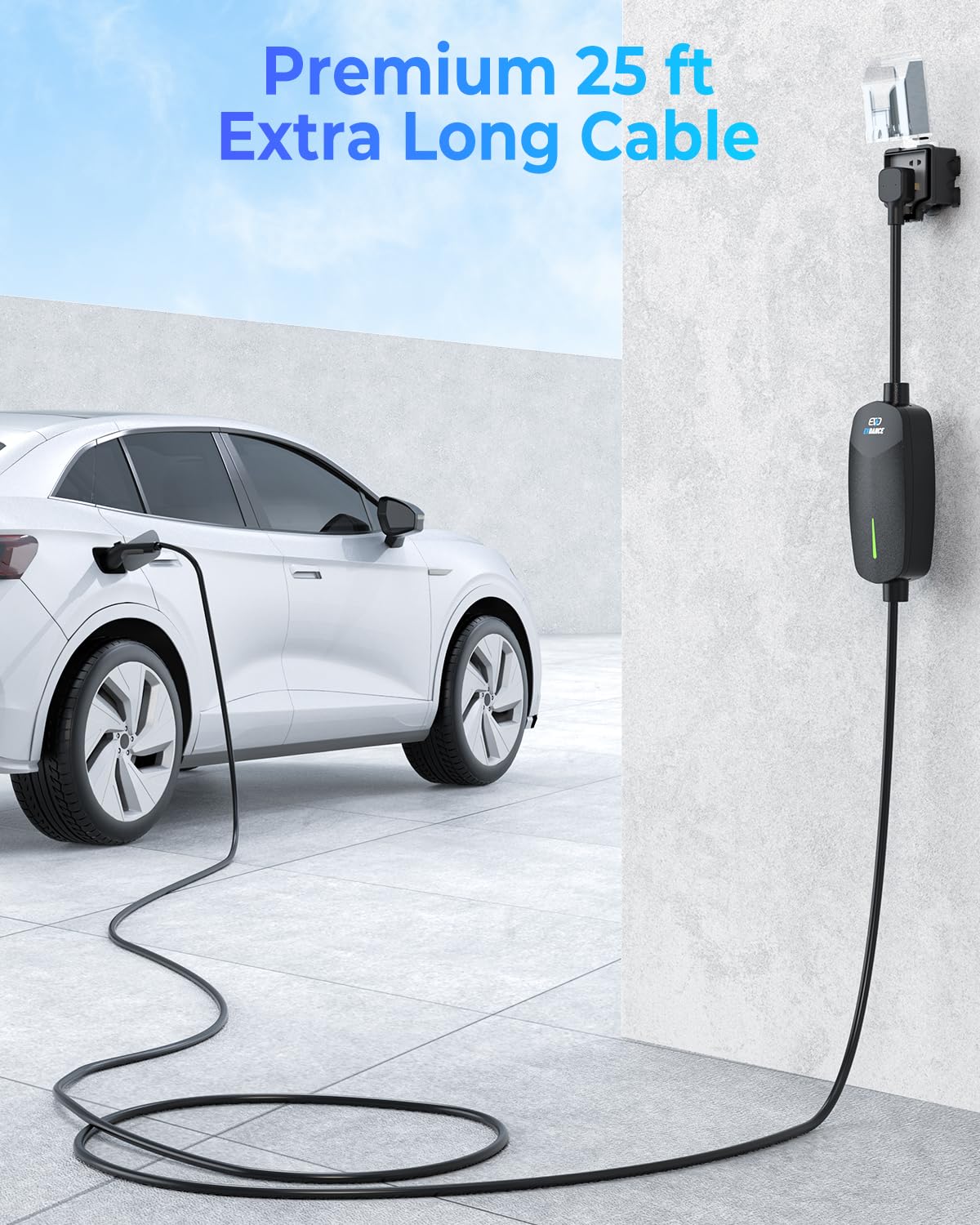 32 Amp Level 2 EV Charger - 7.68KW Portable Electric Vehicle Charging Station with 25ft Cable & NEMA 14-50 Plug - J1772 Compatible with All EVs - Perfect for Home, Garage and Outdoor Charging