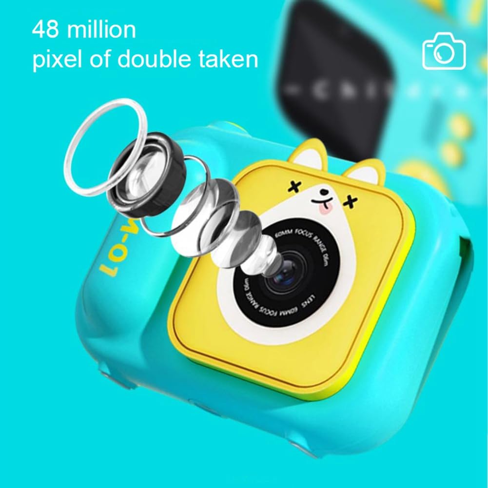 Marran S11 48MP HD Dual-Lens Kids Camera with Photo & Video - Handheld Stabilizer Bracket, Easy Installation, Blue | Perfect for Children's Photography, Vlogging & Family Moments