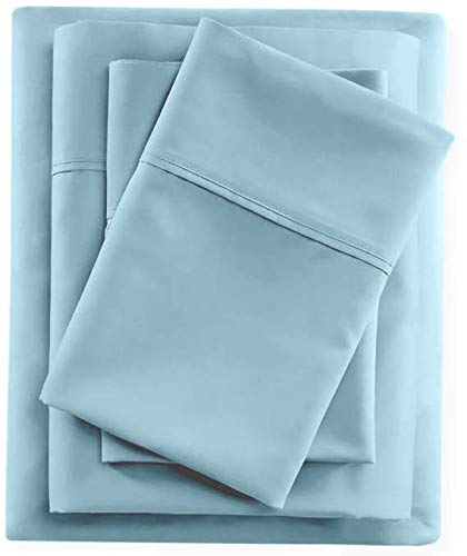 Premium 100% Egyptian Giza Cotton 6-Piece Sheet Set for Full Size Bed - Ultra Soft & Breathable Bedding, Light Blue - Perfect for Luxury Hotels, Guest Rooms & Master Bedrooms