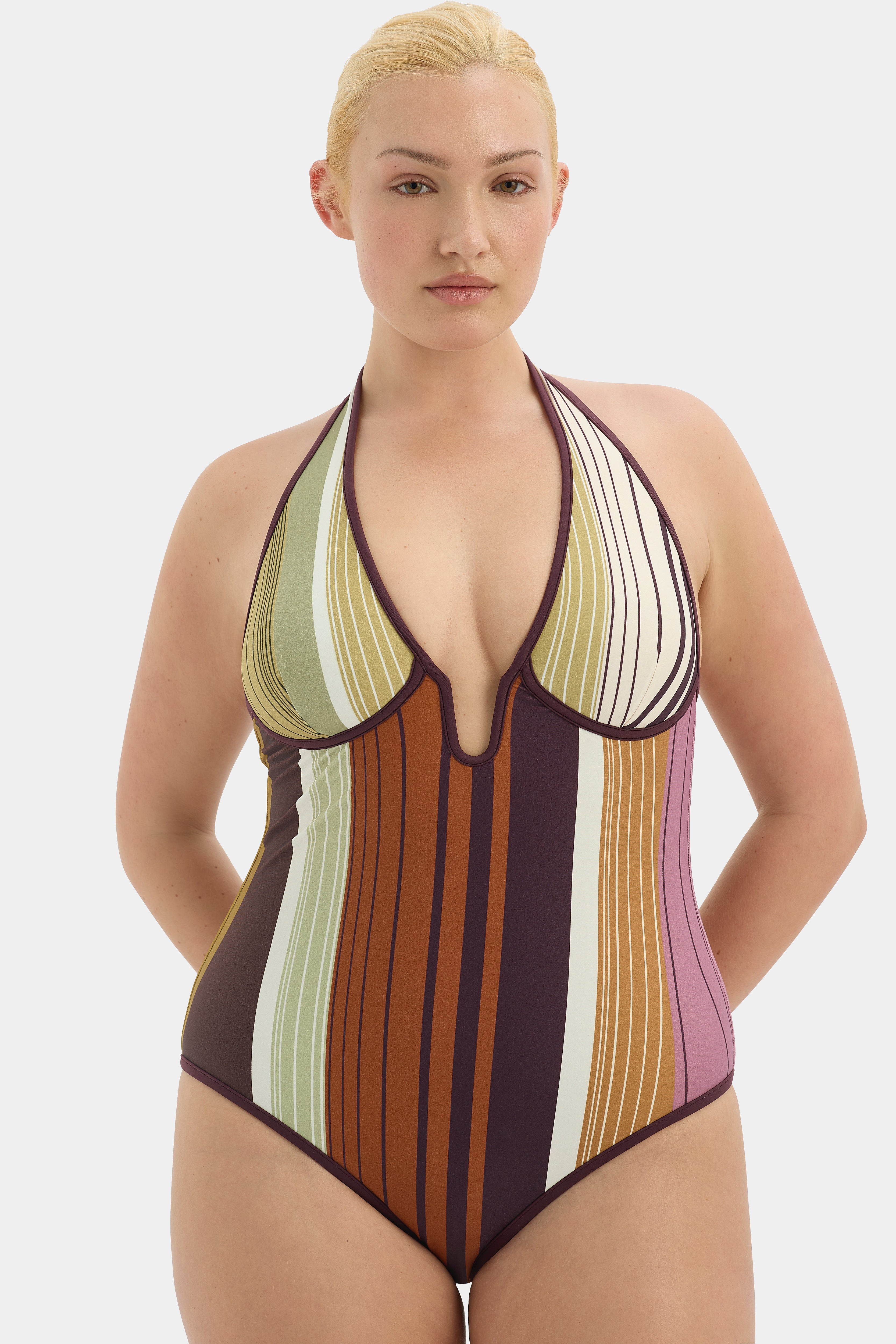 Fontana Halter One Piece Swimsuit - Women's Sexy High Cut Monokini Bathing Suit for Beach, Pool, and Summer Vacations