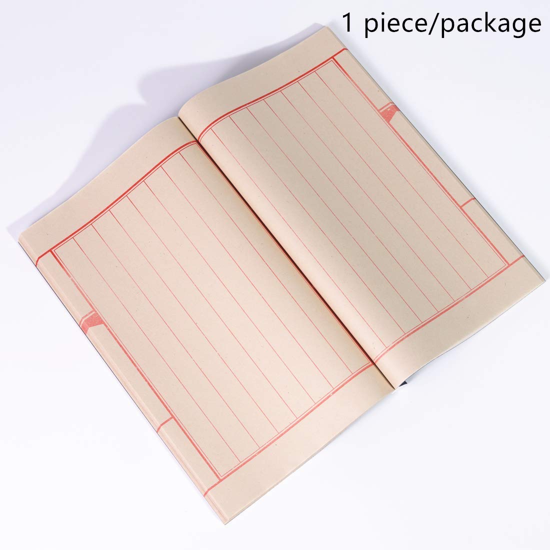KYMY Xuan Paper for Chinese & Japanese Calligraphy - Half Sheng Shu Raw Ripe Rice Paper (6.3x10.3 Inch) | Ideal for Kanji, Small Script, Lettering & Ink Painting | Perfect for Beginners & Artists - Yellow with Vertical Lines