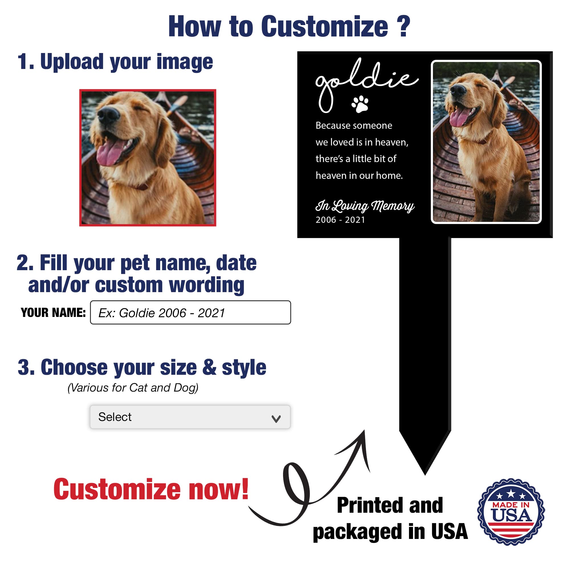 Personalized Dog Memorial Plaque - Garden Pet Grave Marker with Photo & Quote for Pet Loss Gifts