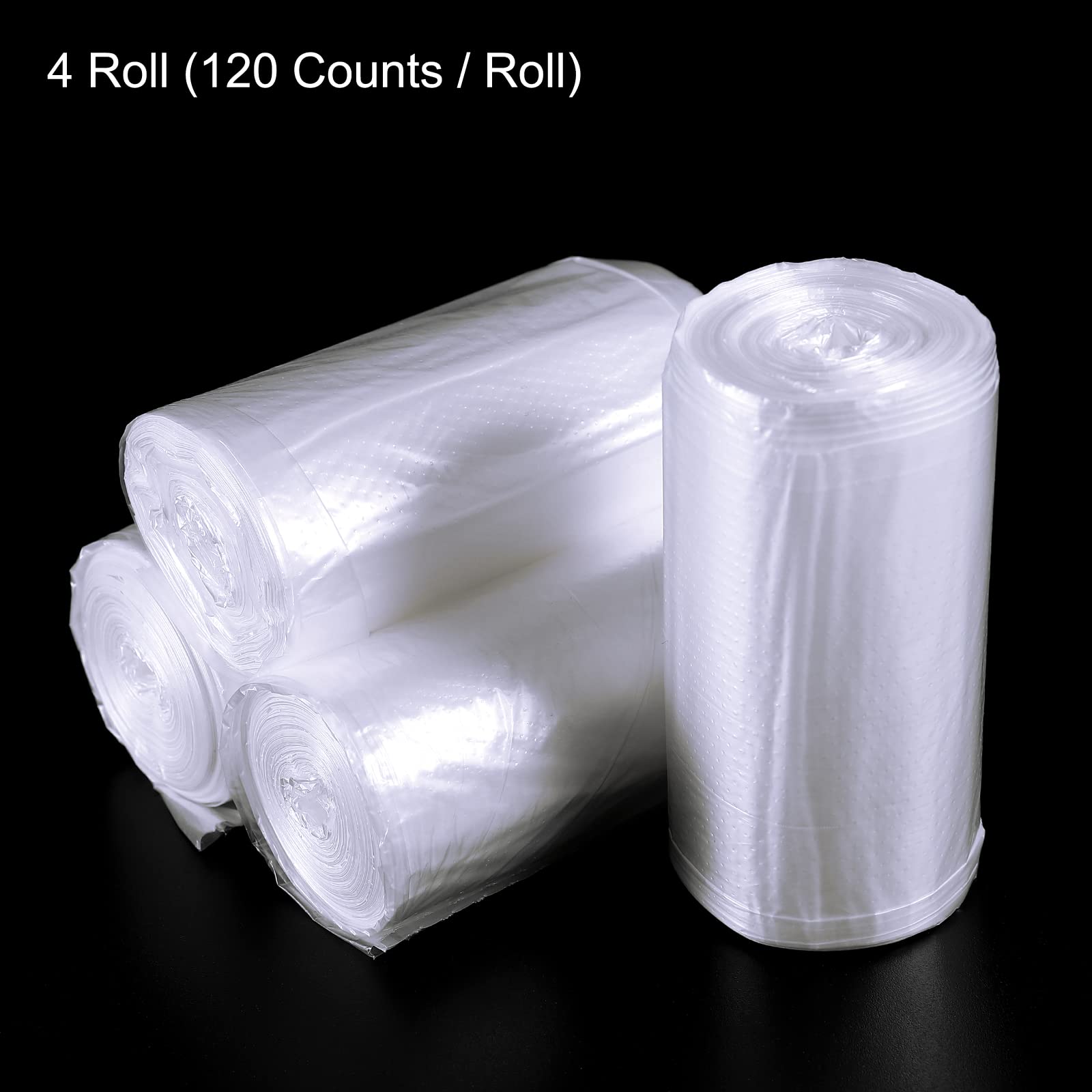 Meccanity 0.5 Gallon Small Trash Bags - White Mini Garbage Bags for Desktop Waste Bins (4 Rolls/120 Counts) - Perfect for Office, Bathroom & Bedroom Waste Disposal