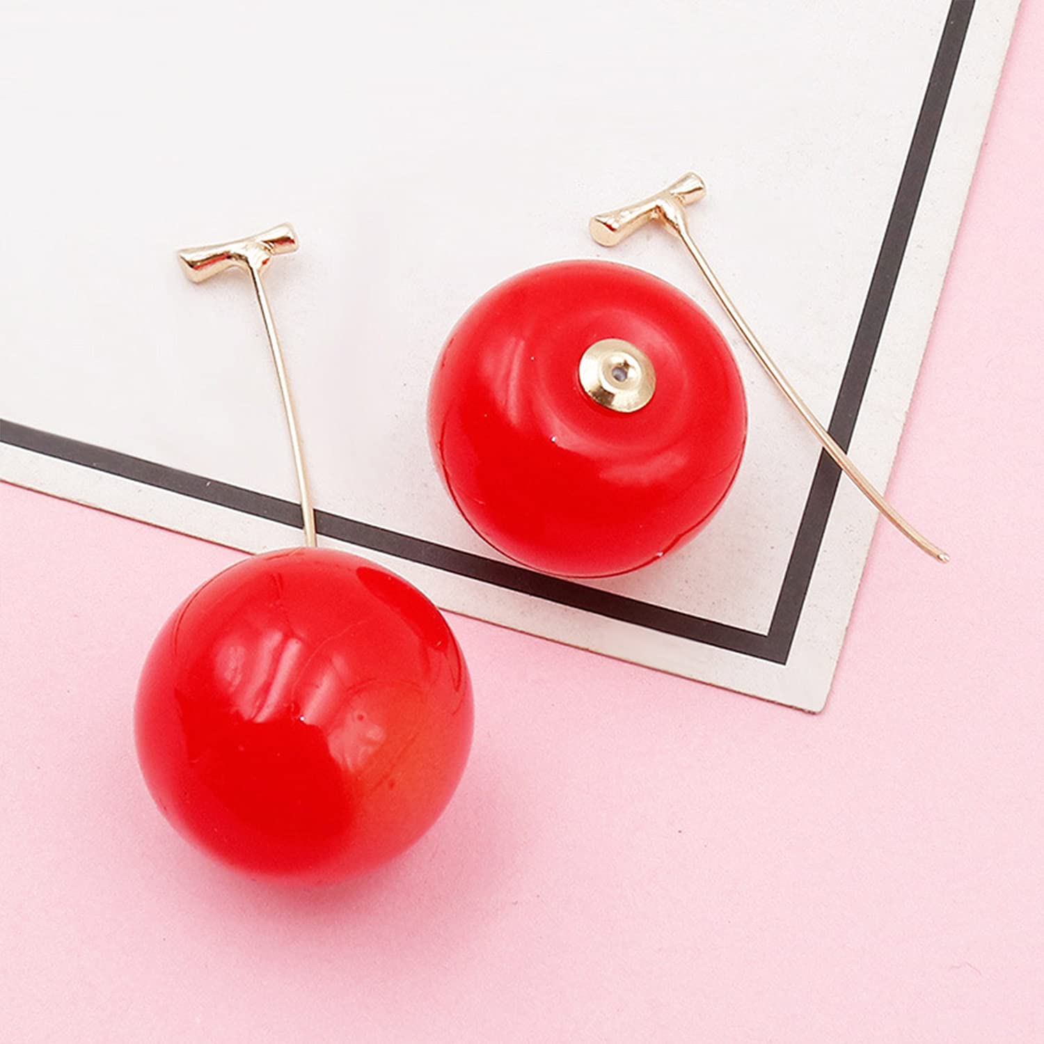 Realistic 3D Red Cherry Drop Earrings for Women - Cute Fruit Dangle Ear Jewelry, Sweet Fashion Accessories for Girls & Ladies | Perfect for Summer Outfits, Parties & Casual Wear