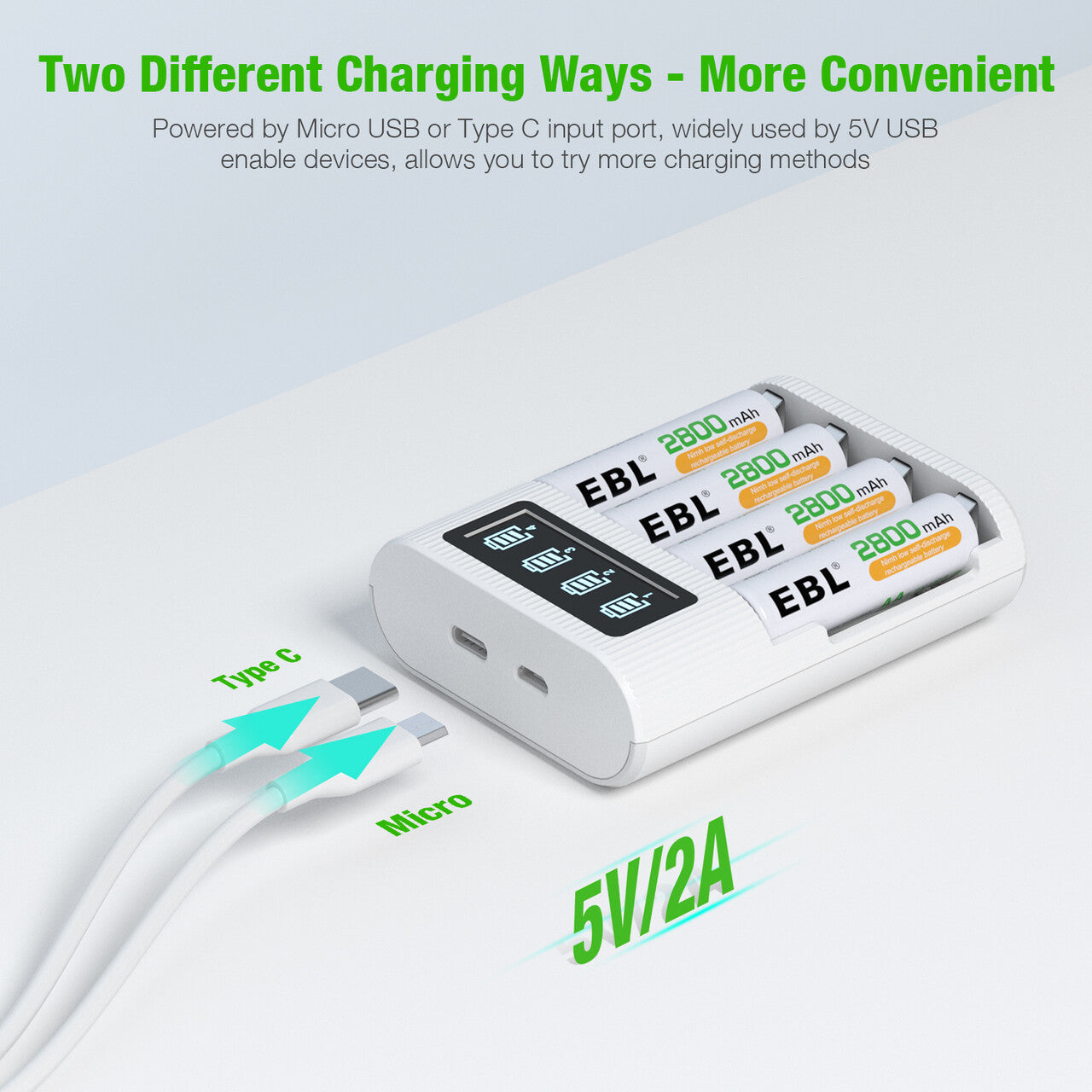 EBL FY 409 4 Bay AA AAA Battery Charger - Fast Charging for Rechargeable Batteries - Perfect for Cameras, Toys, and Electronic Devices