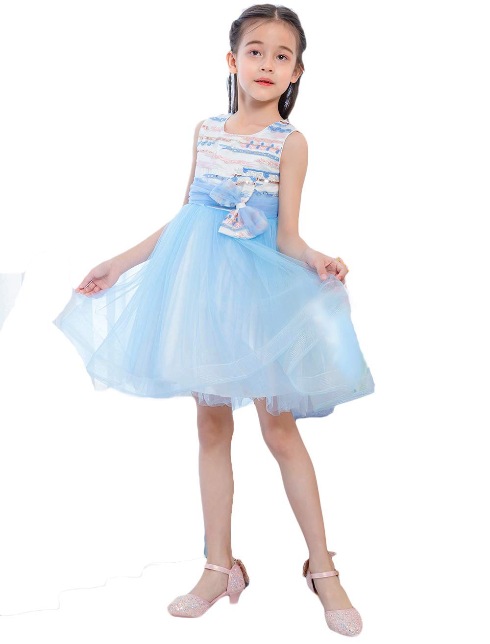 **Elegant Puffy Princess Dress for Girls - Net Yarn Skirt with Floral Design, Perfect for Birthday Parties, Catwalk Shows & Special Occasions**