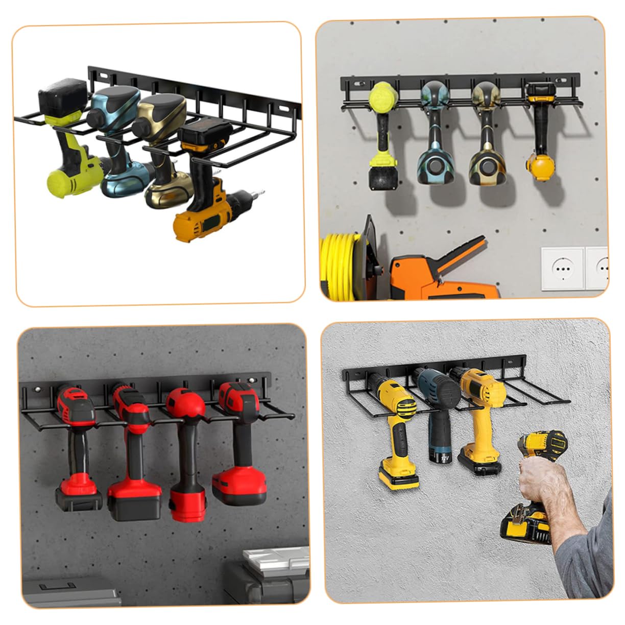 Jojofuny Electric Drill Storage Rack - Iron Tool Organizer for Cordless Drills & Power Tools - Workshop Use