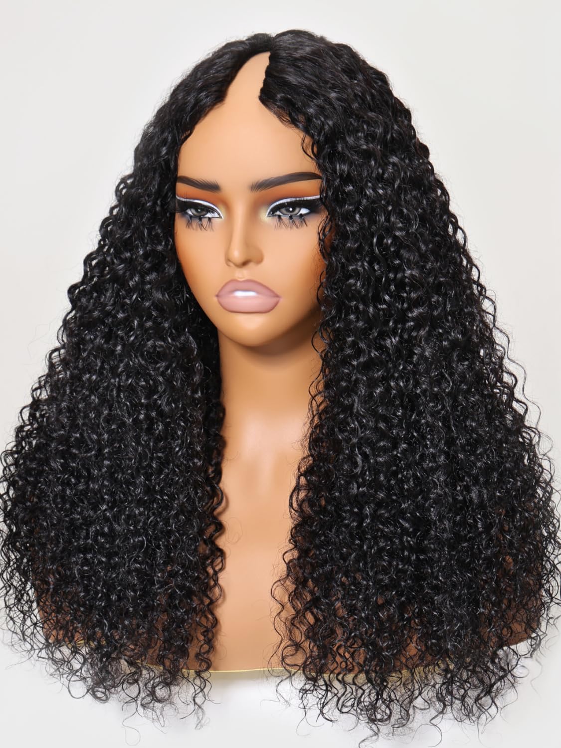 UNICE EasiContour V Part Wigs 22 Inch Human Hair Jerry Curly Glueless Clip-in Wig - Beginner Friendly Minimal Leave Out Upgrade U Part Wig for Women | Perfect for Daily Wear, Parties, Weddings & Special Occasions