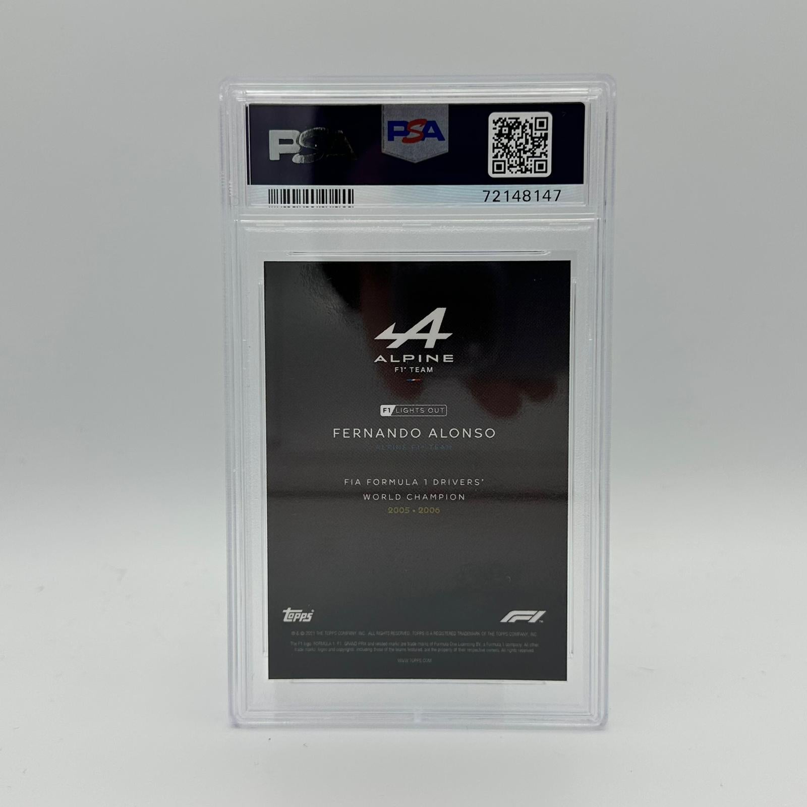 PSA 10 20/75 Fernando Alonso Drivers World Champion - Rare Collectible Trading Card for F1 Fans & Sports Memorabilia Enthusiasts - Perfect for Display, Investment, and Gifting