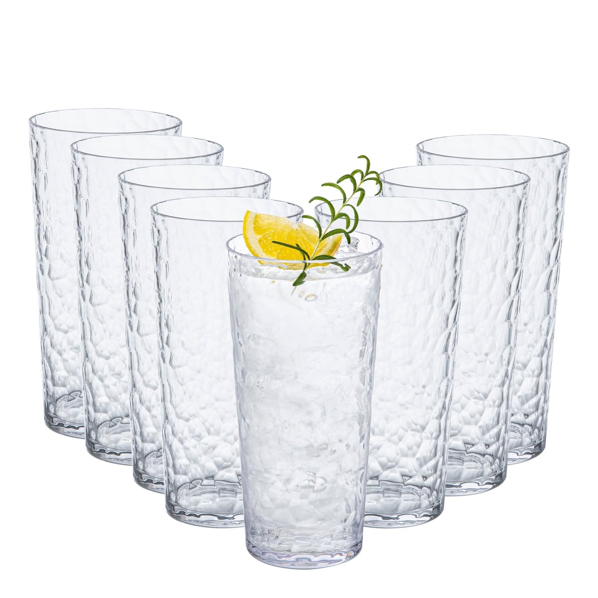 Premium ChillCraft Clear Highball Tumblers Set of 8 - 16oz Crystal Glass Cups for Cocktails, Iced Coffee & Smoothies - Perfect for Home Bars, Parties & Outdoor Gatherings