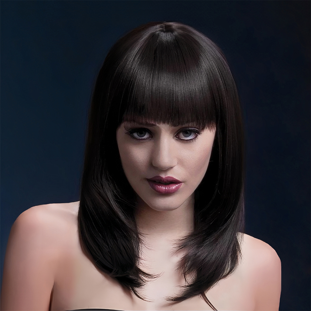 Abell'a Moody Mistress 36cm Straight Synthetic Wig With Bangs | Natural-Looking Hairpiece for Cosplay, Halloween & Daily Wear | Heat Resistant Synthetic Fiber Wig for Women