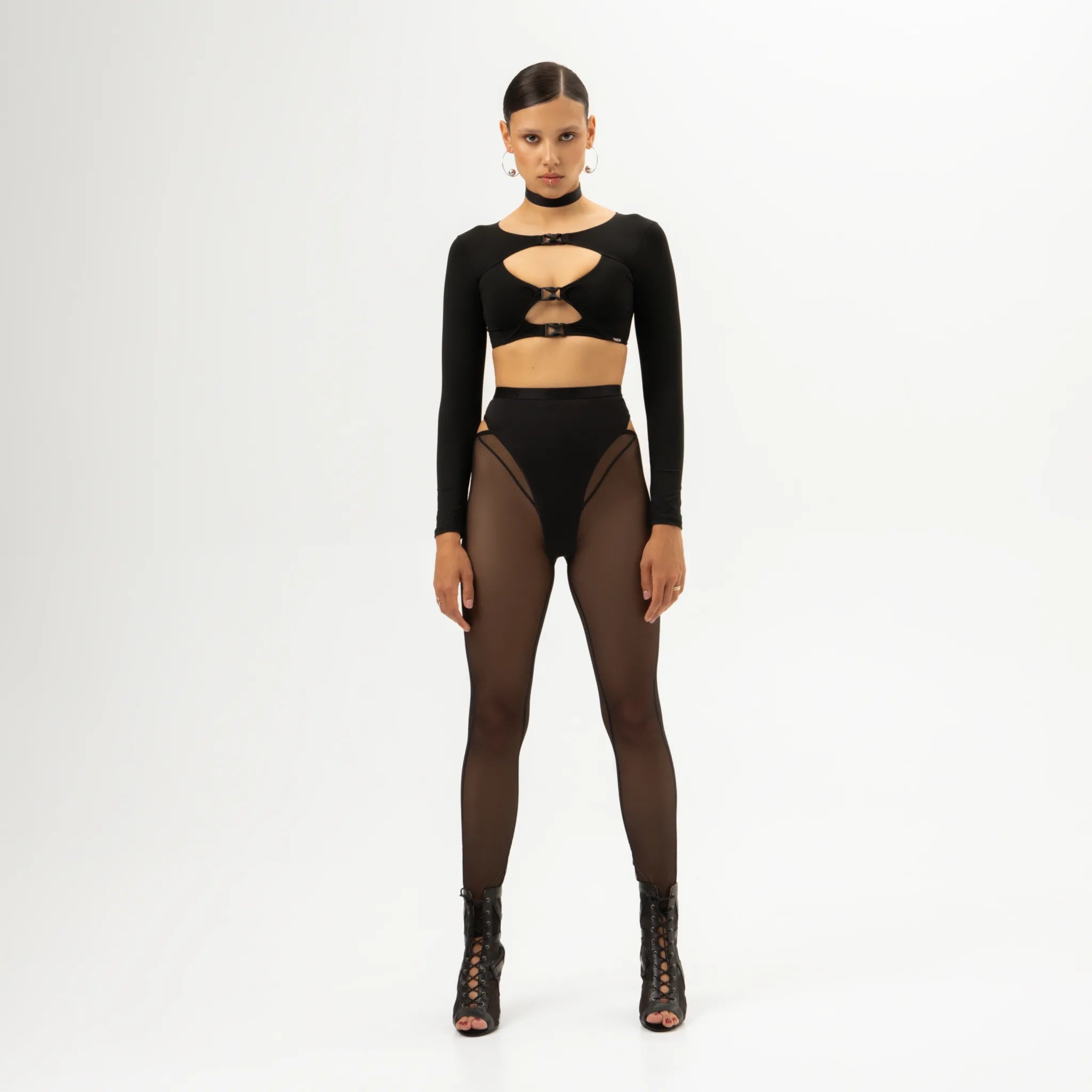 Mesh Leggings for Women - Black Candy Print High Waisted Yoga Pants - Perfect for Workouts, Running, Gym & Lounge Wear