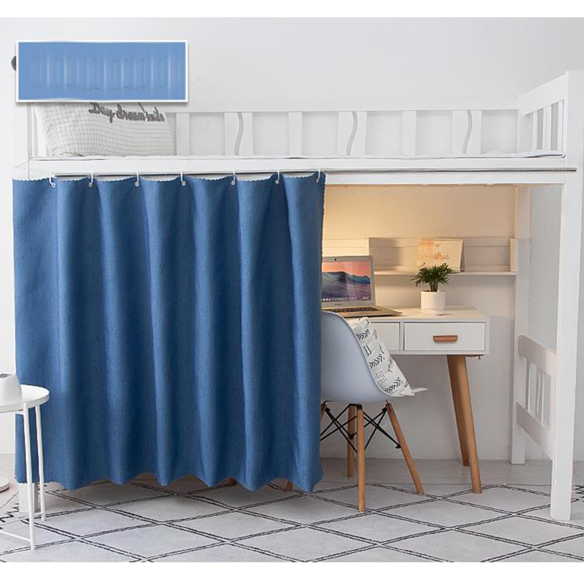 Blackout Bed Canopy Curtain for Dorm & Home - Thick Solid Fabric Privacy Curtain for Single Sleeper Bunk Beds (Men & Women) - Perfect for College Dorms, Studio Apartments & Privacy Needs