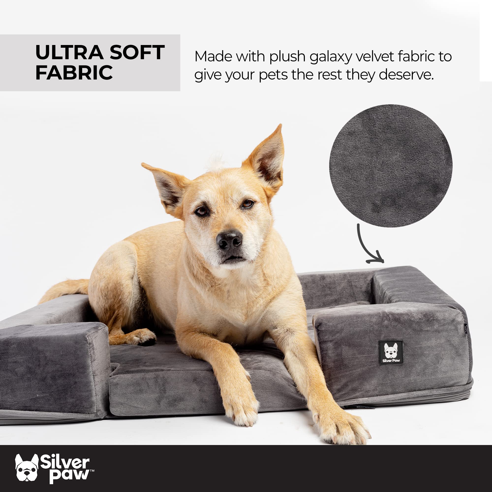 **Milo Dog Sofa Bed for Medium to Large Dogs – Washable Removable Cover, Plush Galaxy Velvet Fabric, Portable Duffle Bag – Perfect for Home, Travel & Crate Comfort**