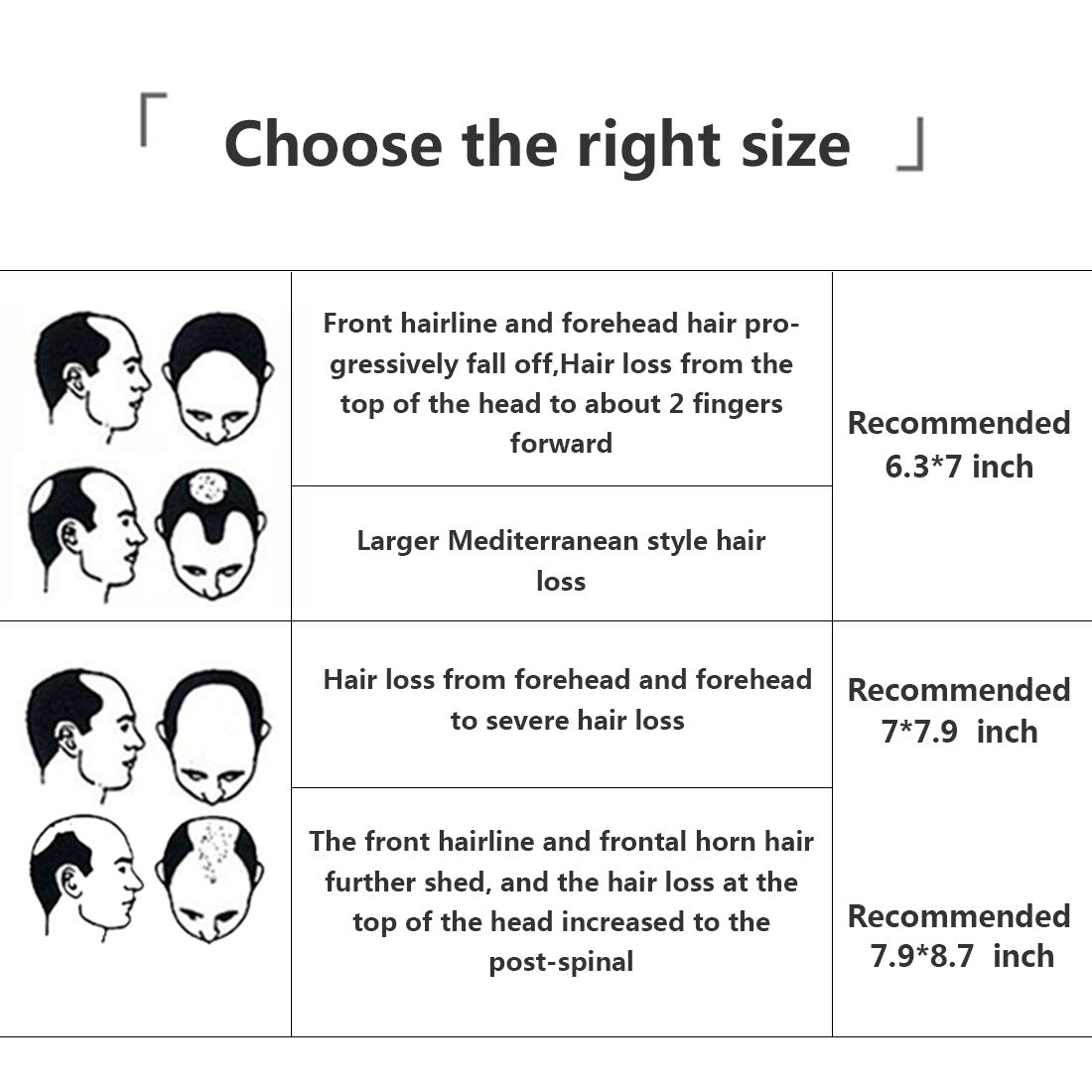 Premium Human Hair Toupee for Men - Natural Black Clip-in Hair Topper (6.3