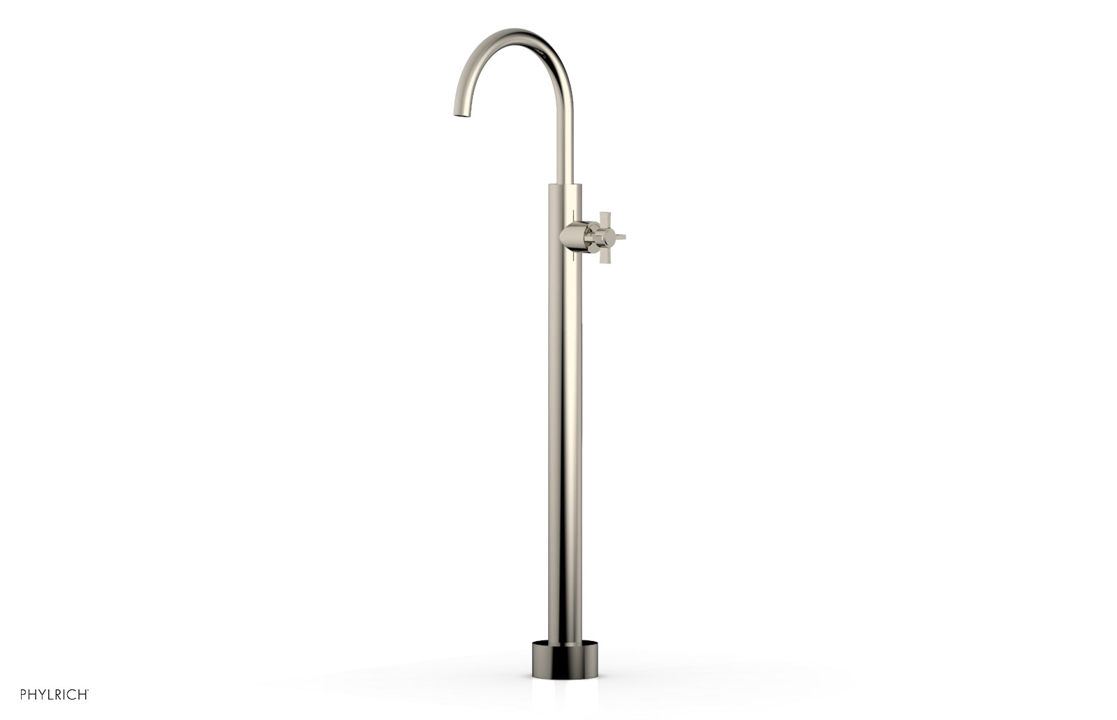 BASIC Tall Floor Mount Tub Filler with Cross Handle - D132 44 02 - Perfect for Modern Bathroom Renovations and Spa-Like Showers