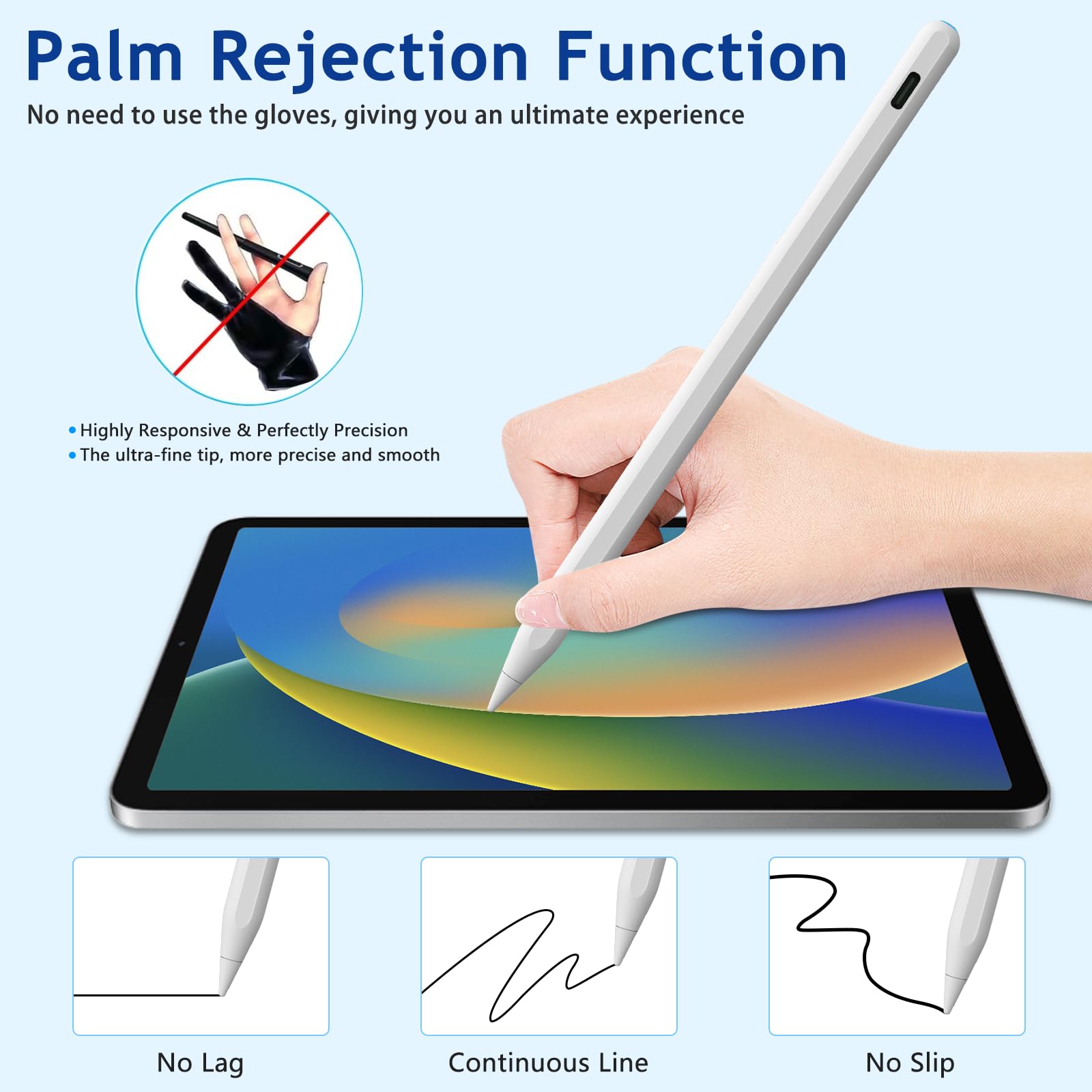 Premium Stylus Pen for iPad with Wireless Magnetic Charging - Apple Pencil Alternative Compatible with iPad 10/9/8/7/6, iPad Air 5/4/3, iPad Mini 6/5, iPad Pro 11