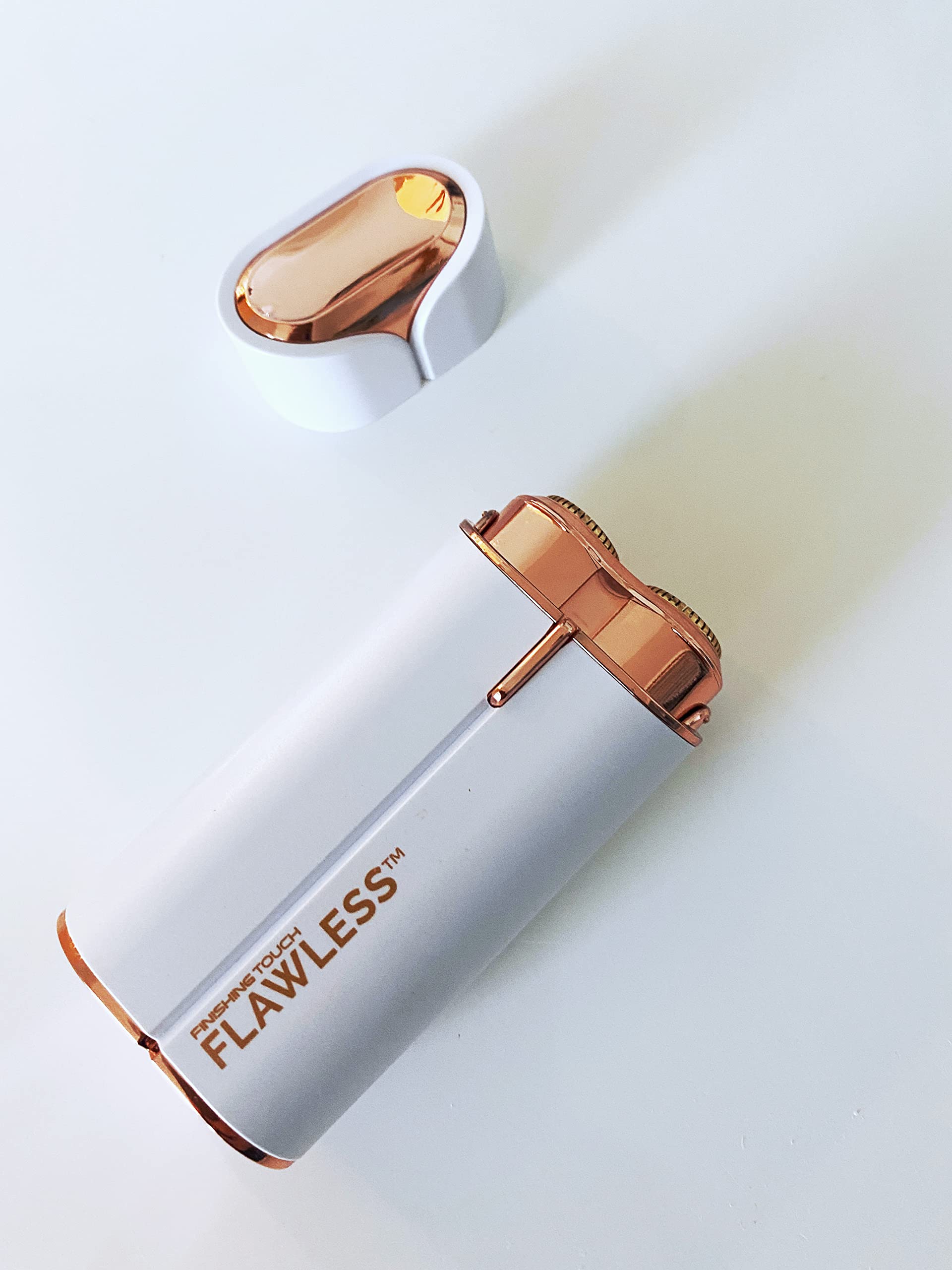 Finishing Touch Flawless Women's Painless Hair Remover & Facial Electric Shaver - Dermatologist Approved, Hypoallergenic, White & Rose Gold | Perfect for Eyebrows, Upper Lip, Chin & Peach Fuzz Removal at Home or Travel
