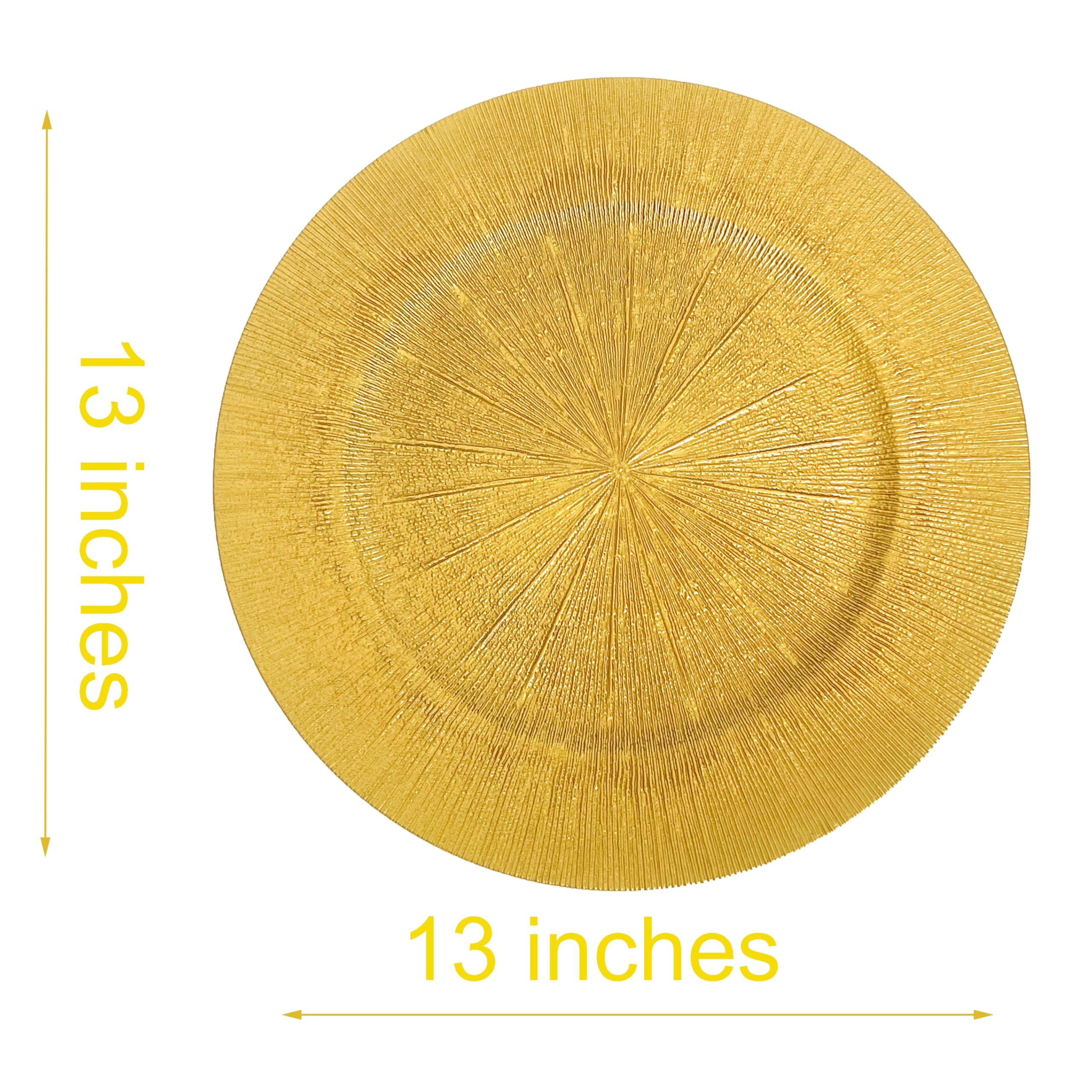 Henilosson 100 Pcs Pearlescent Gold Charger Plates - 13 Inch Reusable Plastic Wedding Plates for Party Decor, Floral Table Settings & Special Events - Elegant Dinnerware for Weddings, Banquets & Formal Gatherings